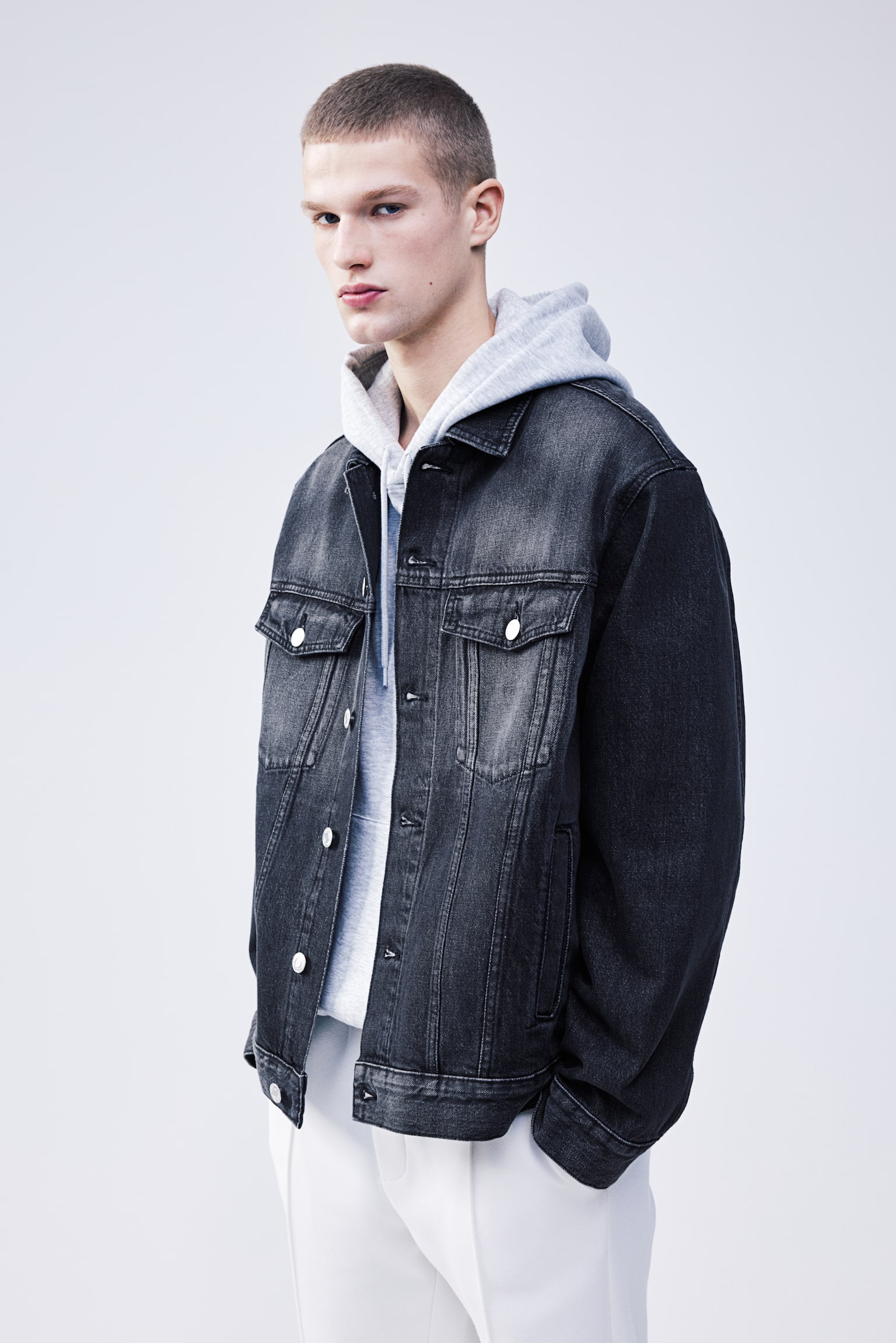 Relaxed Fit Denim jacket - Dark denim grey/Denim blue - 1