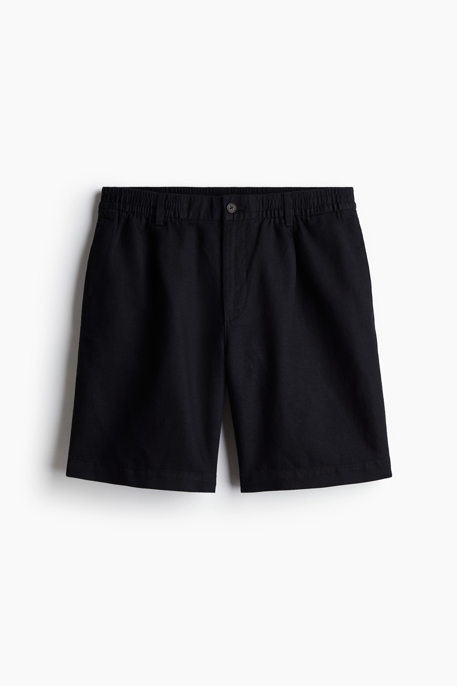 Relaxed Fit Linen-blend shorts - Black/White/Dark beige - 2