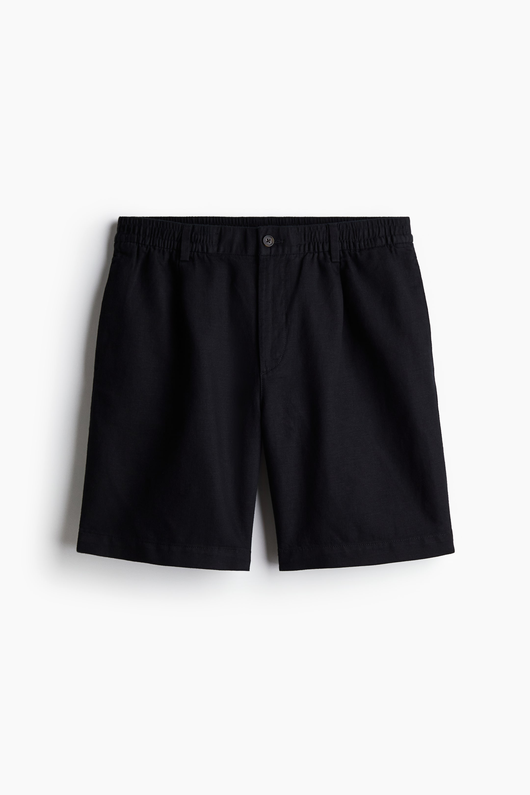 Relaxed Fit Linen-blend Shorts - Regular waist - Short - Black - Men ...