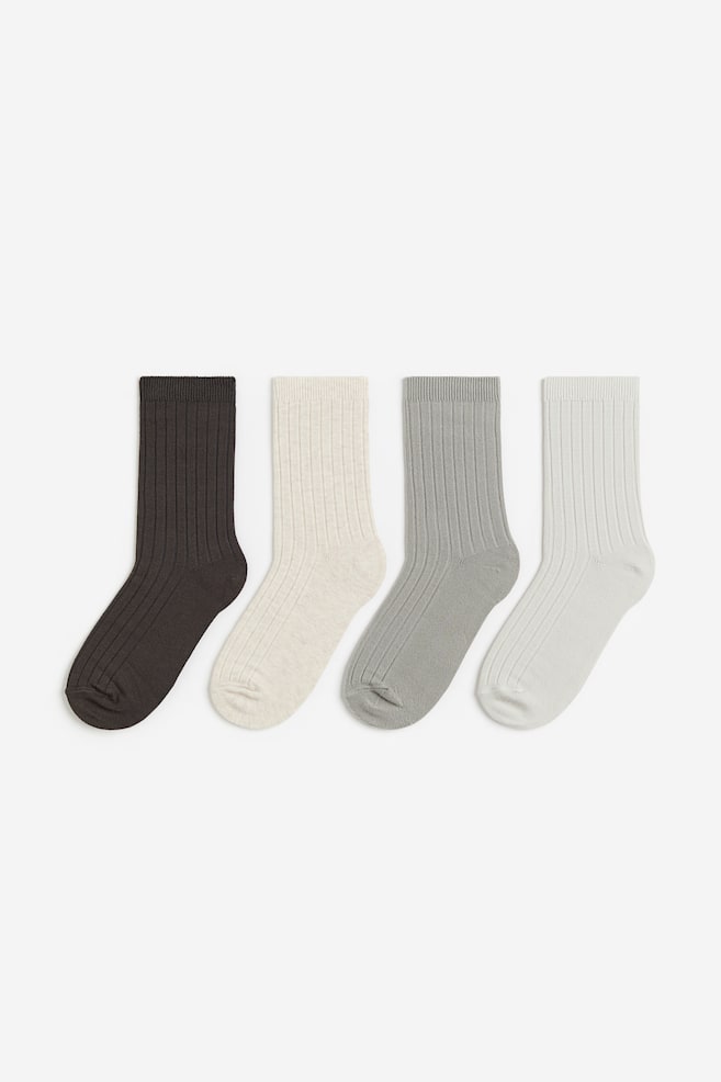 Lot de 4 paires de chaussettes - Vert ancien clair/marron foncé/Beige/bleu marine/Rose ancien/blanc - 1