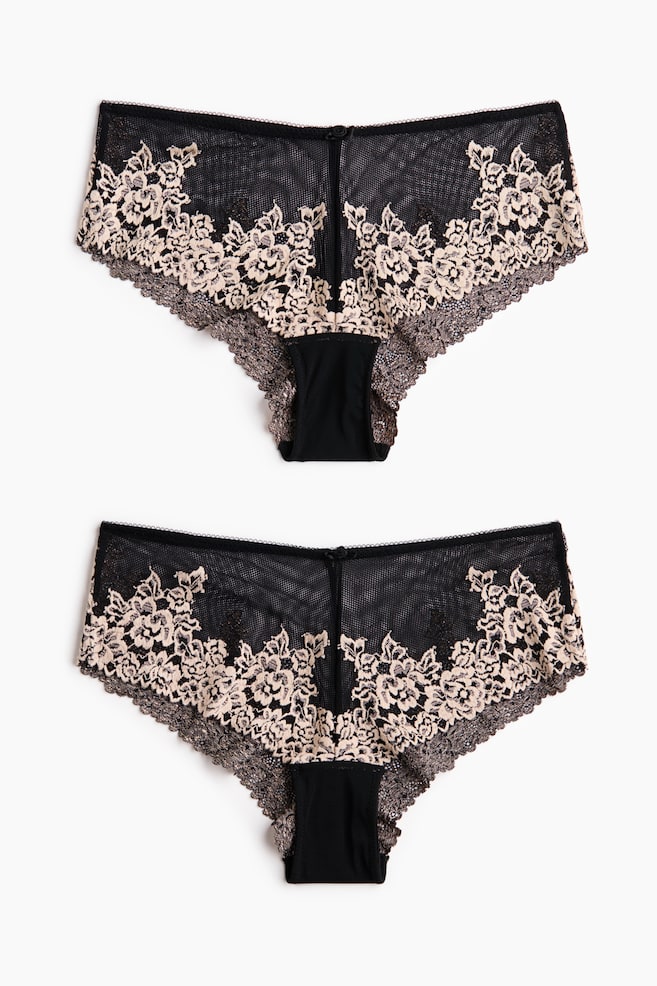 2-Pack Lace Hipster Briefs - Black/light beige/Light beige/white/Dark brown/dusty rose/Light blue/cream - 1