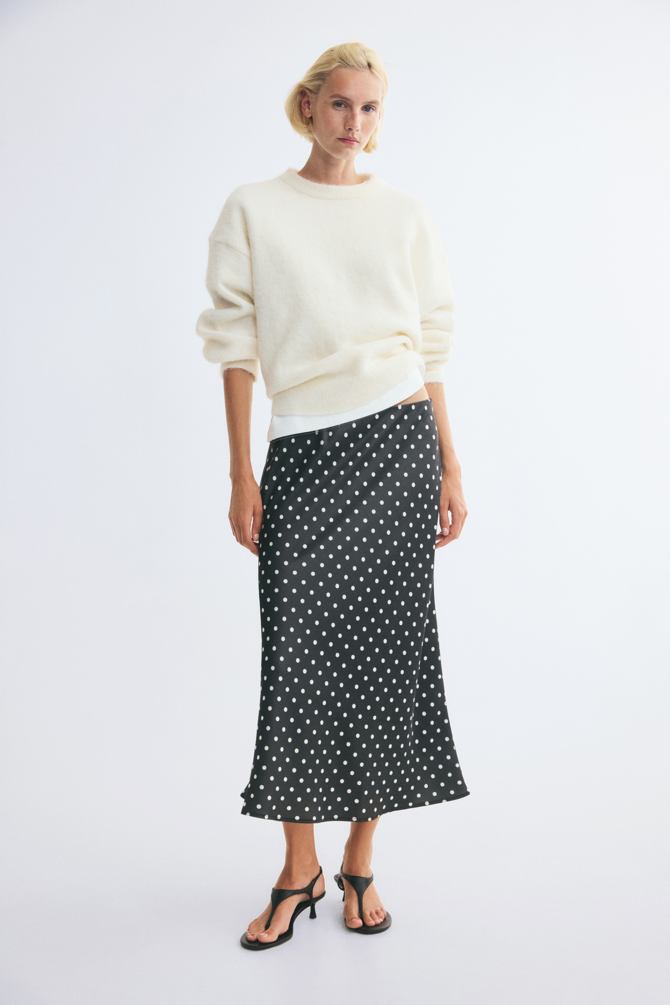 Jupe midi - Noir/pois/Beige clair/Bordeaux/Noir/Jaune moutarde/Crème/pois/Crème/imprimé léopard/Beige clair/Noir/blanc/fleuri