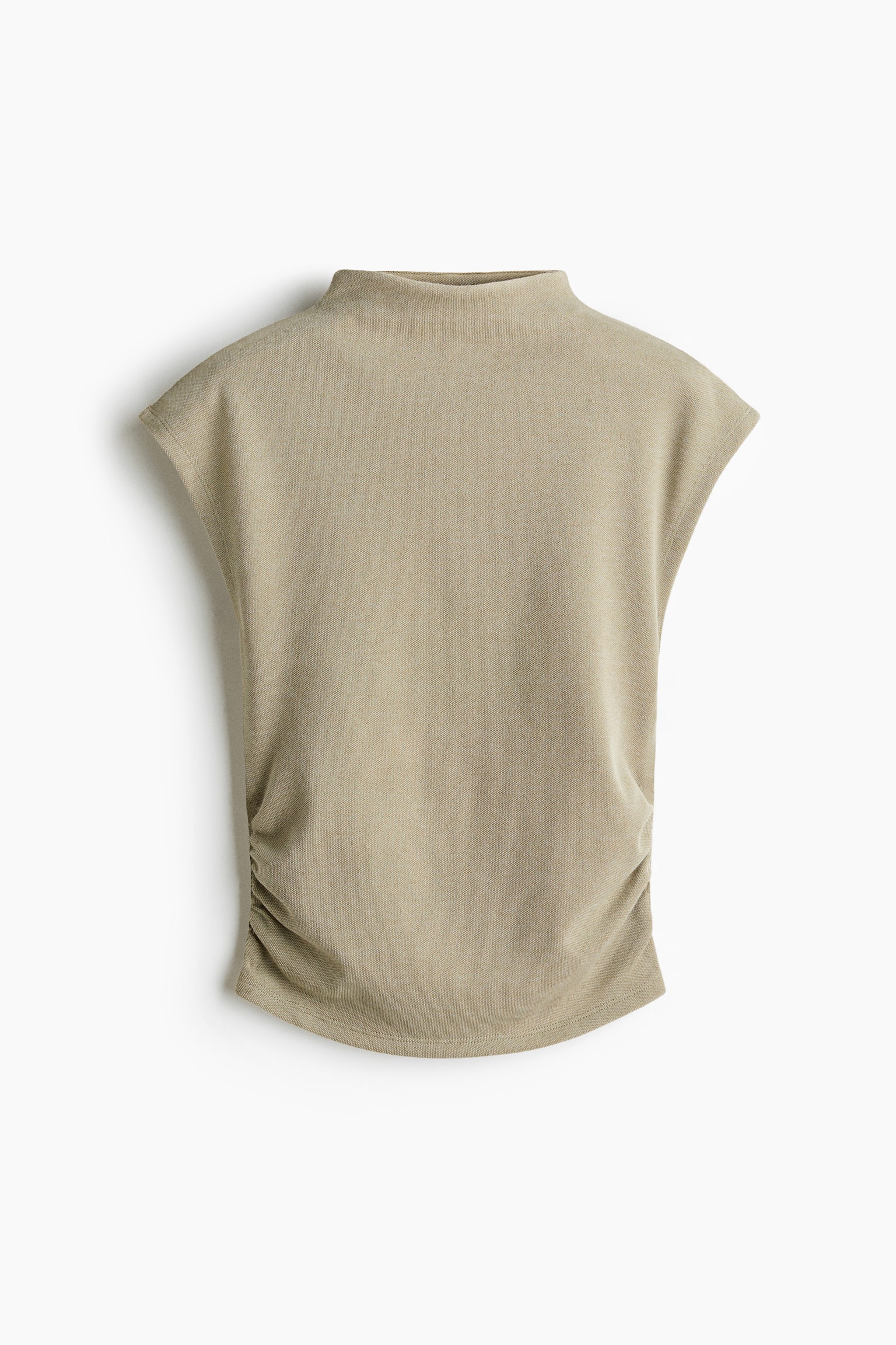 Turtleneck jersey top - Beige/Navy blue/Brown marl
