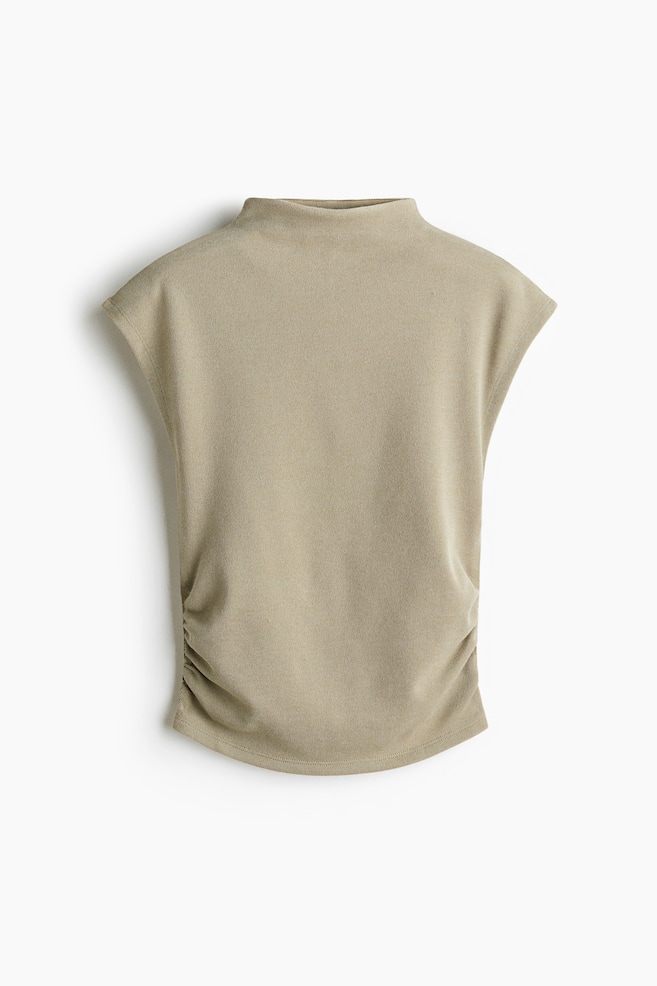 Mock Turtleneck Jersey Top - Beige - 1
