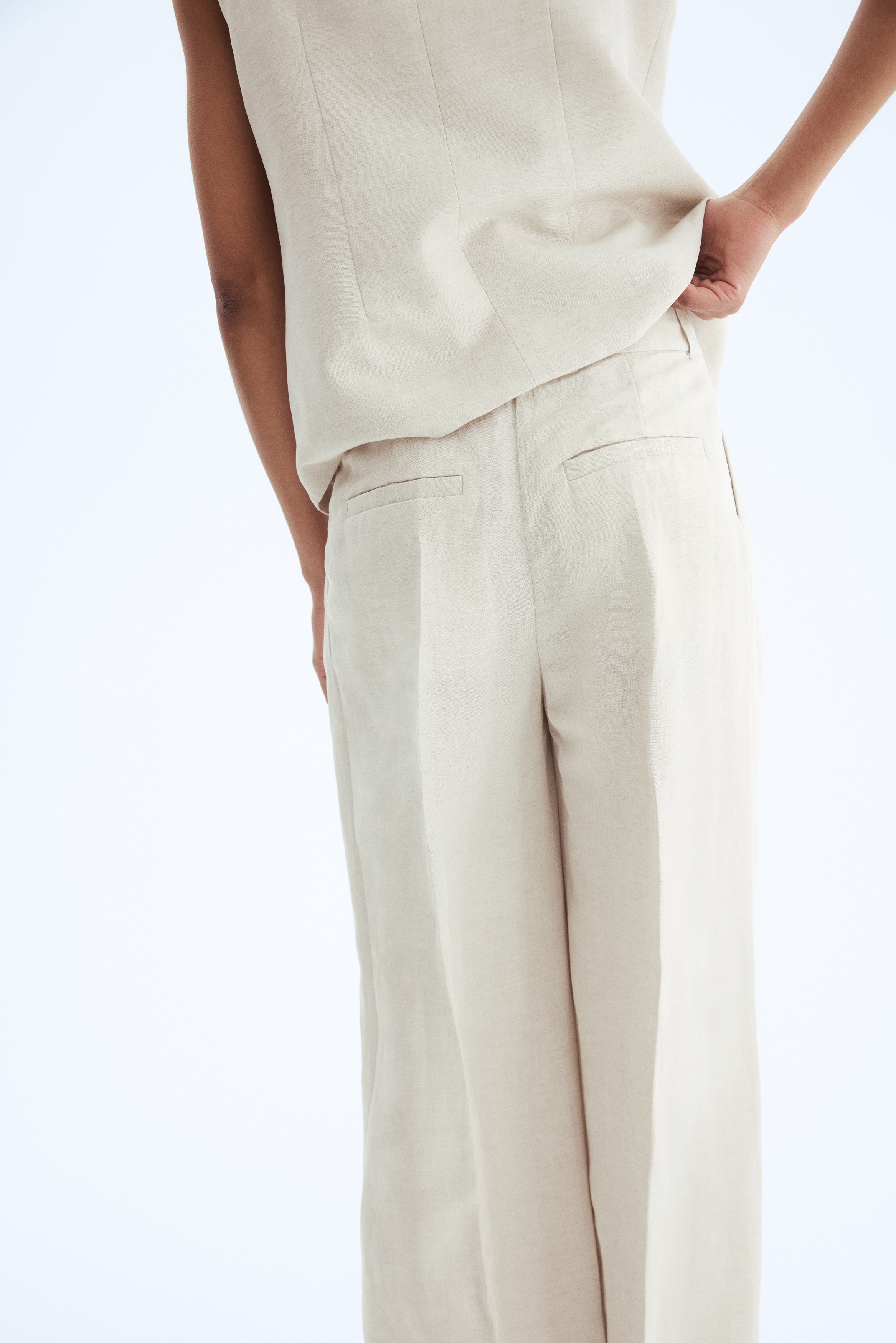 Linen-blend tailored trousers