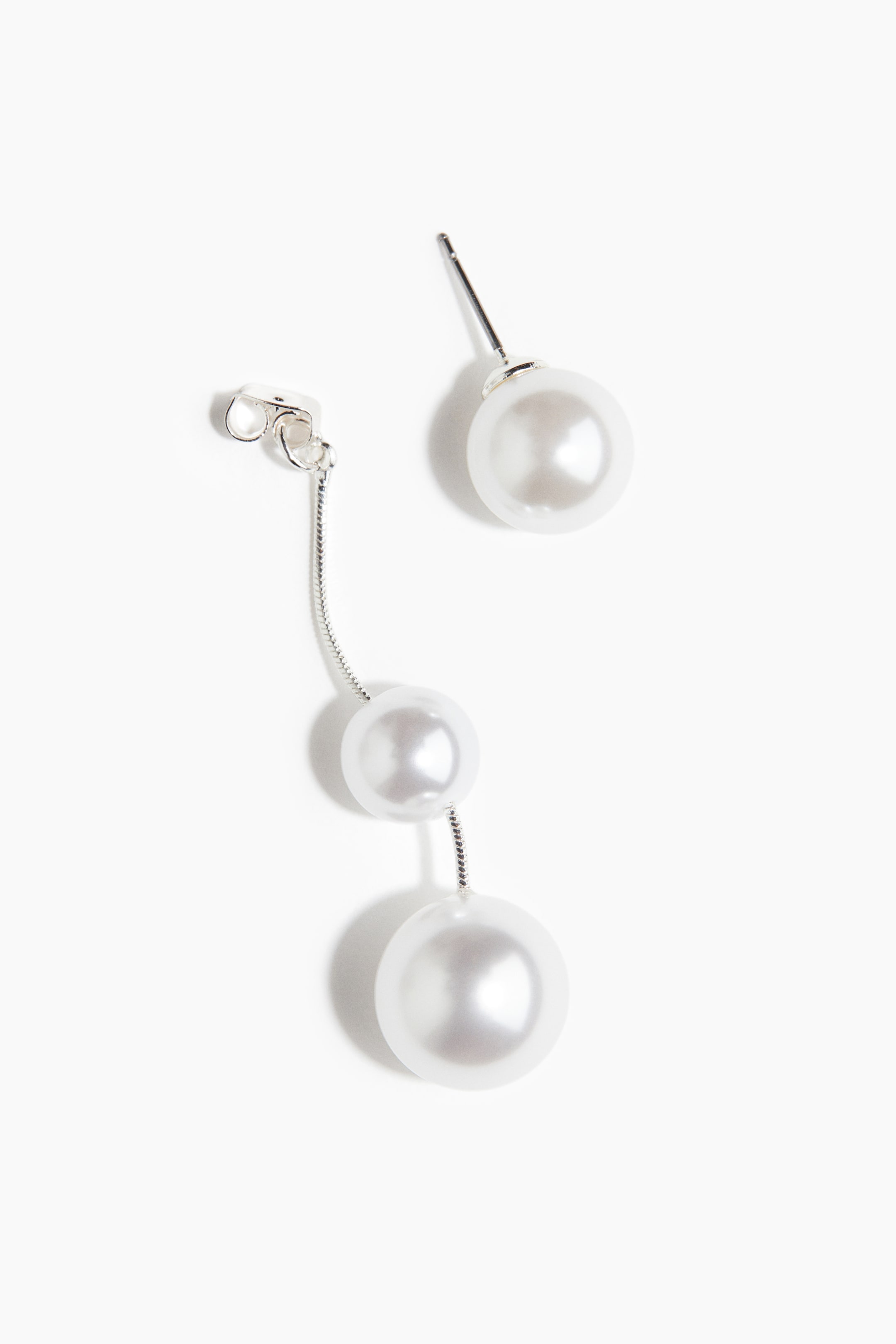 View larger image: Pendant bead earrings - White/Silver-coloured | H&M GB 4