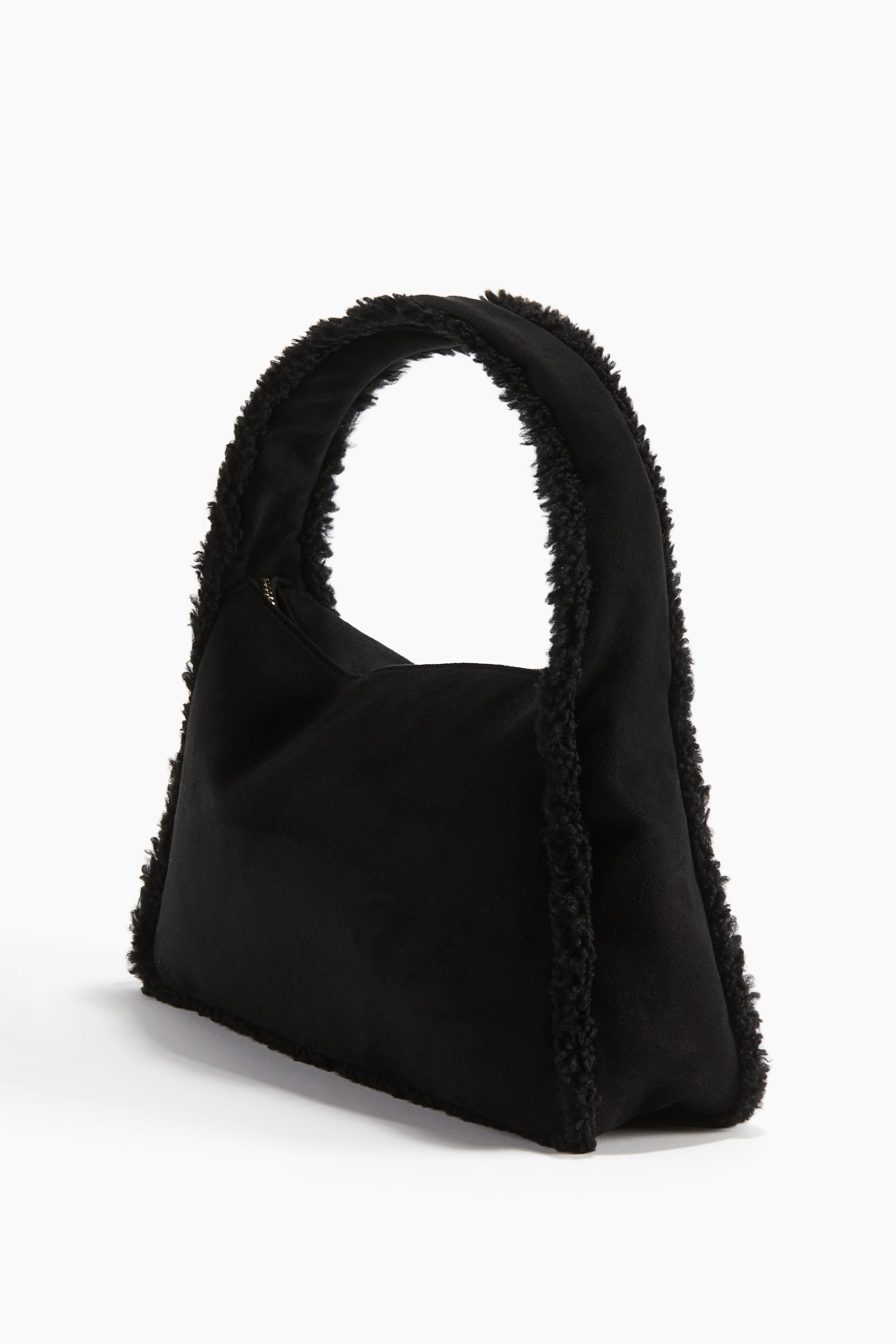 Shoulder Bag with Teddy Fleece Trim