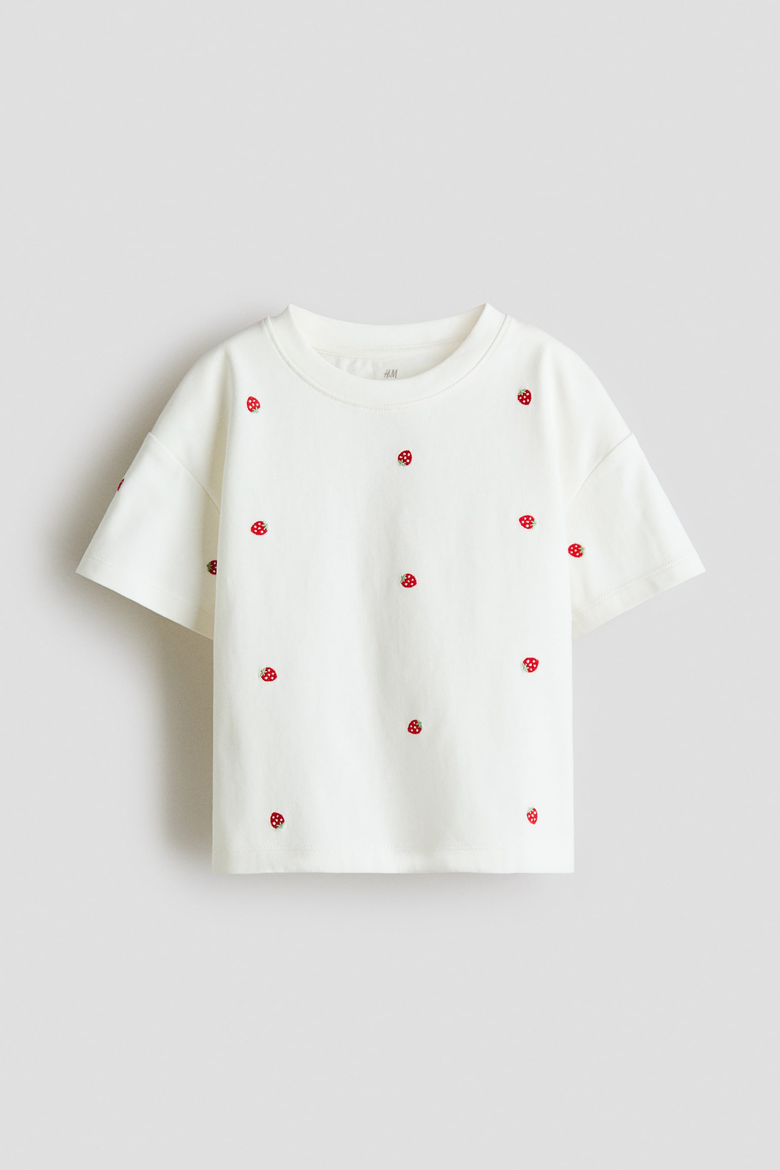 Utsmyckad T-shirt - Vit/Jordgubbar/Blå/Amour/Ljusgul/Rosetter/Ljusrosa/Rosetter