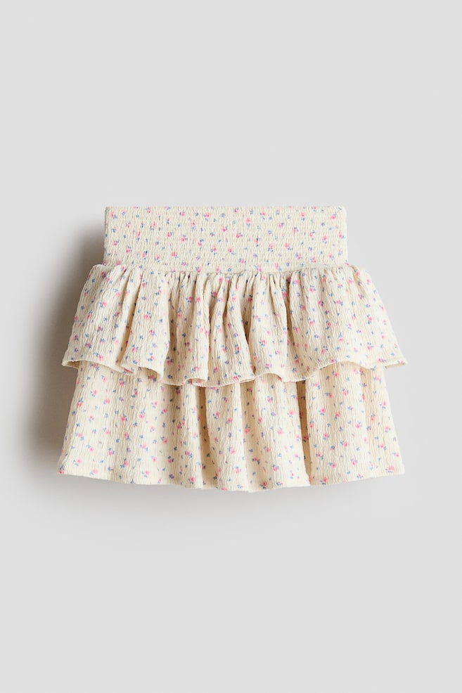 Falda short estampada con capas - Beige claro/Floreado/Blanco/Floreado - 1