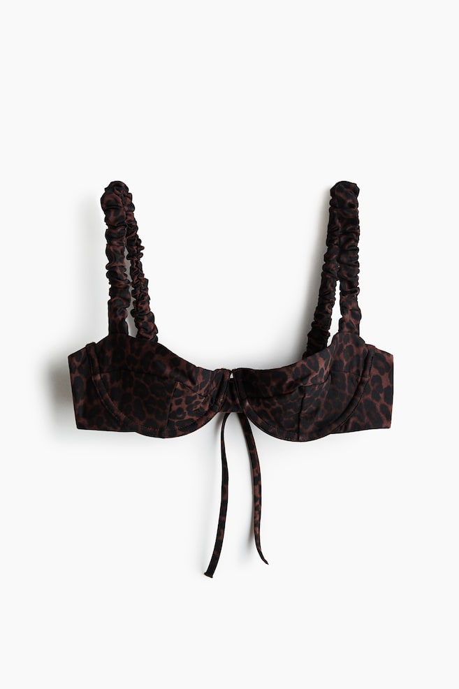 Balconette-Bikinitop - Dunkelbraun/Leopardenprint/Rot - 1