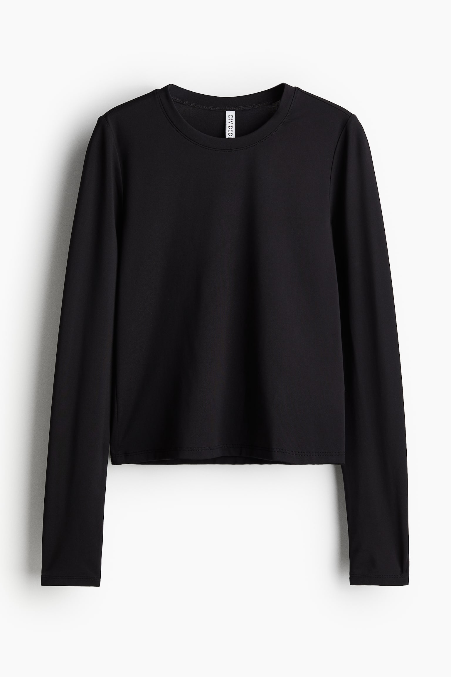 Женский топ H&M Long-Sleeved Microfiber, цвет: Чёрный — фото 1