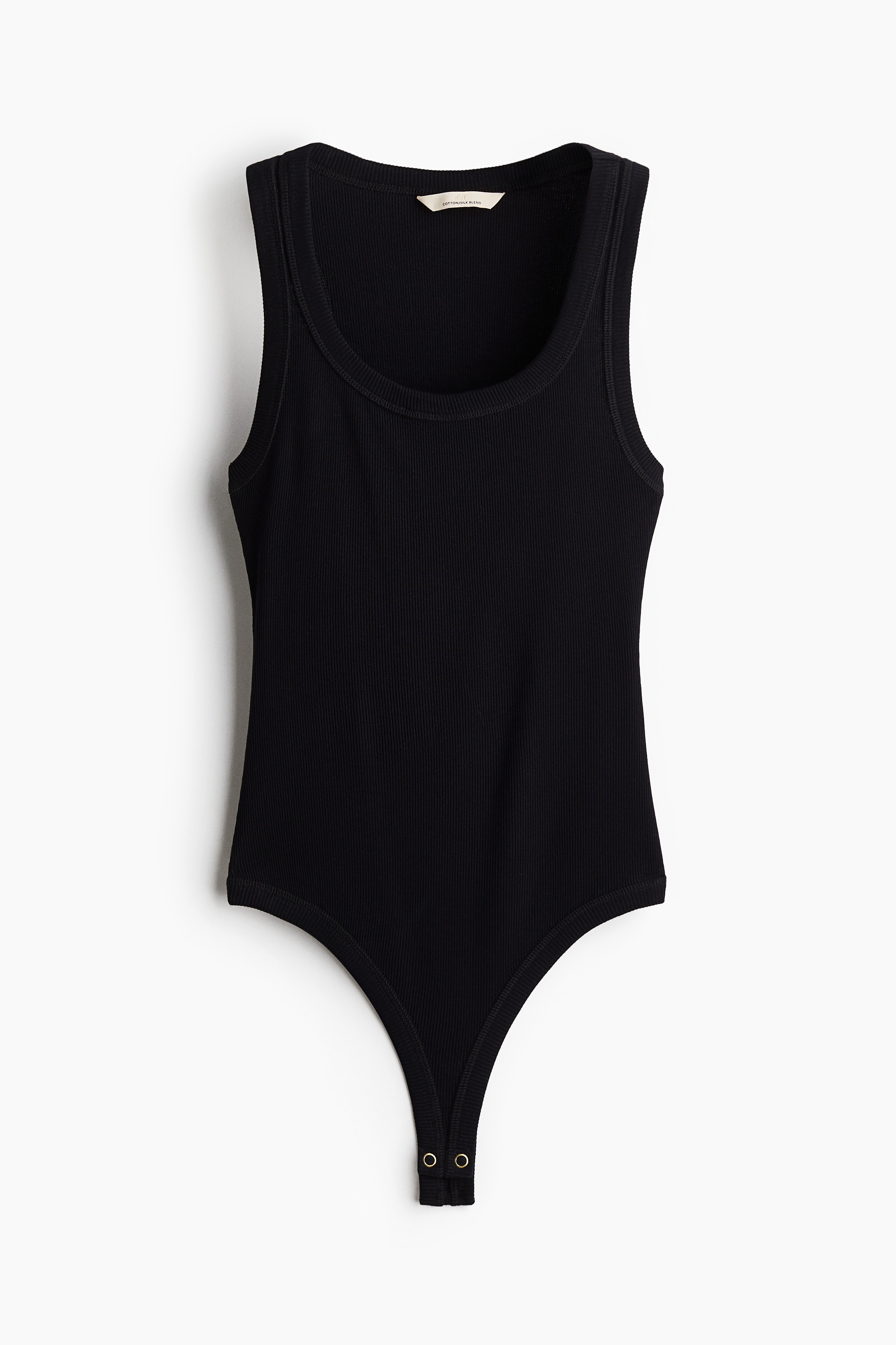 Body tanga reiat din amestec de mătase - Negru/Crem