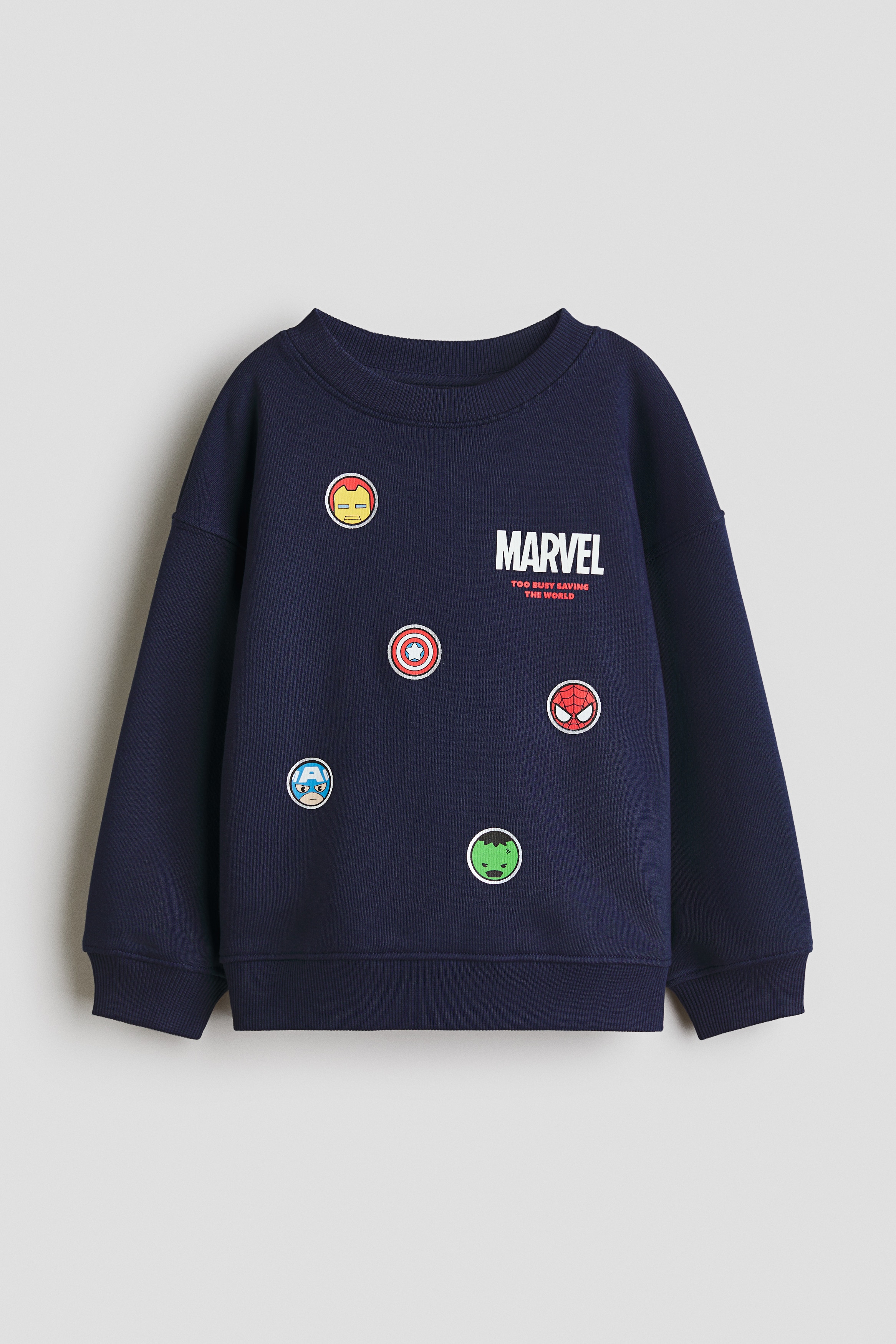 Oversized Printed Sweatshirt - Navy blue/Marvel Comics - Kids | H&M US