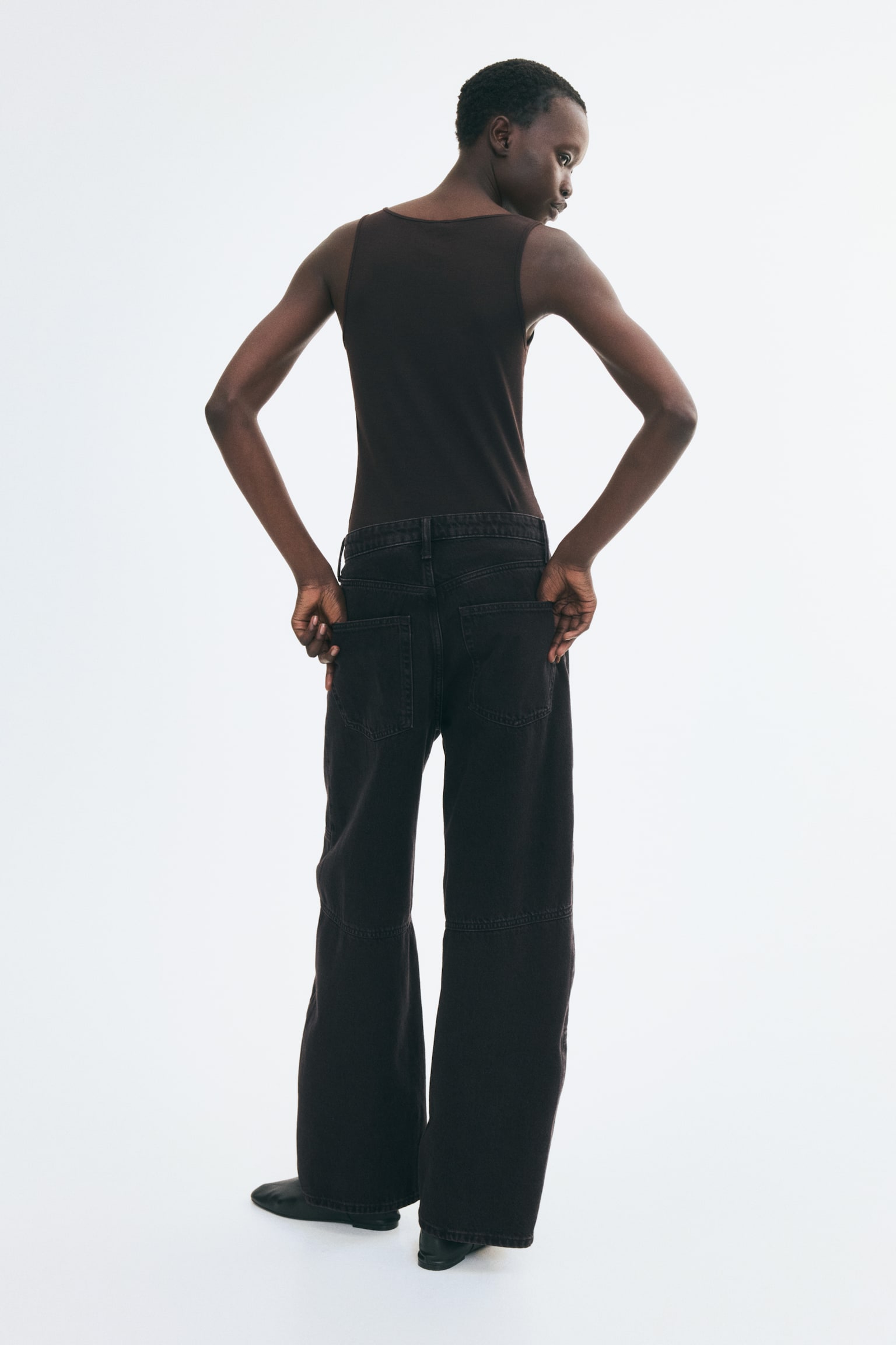 Женские джинсы H&M Barrel-Leg High-Waist, цвет: Джинсовый чёрный — фото 4