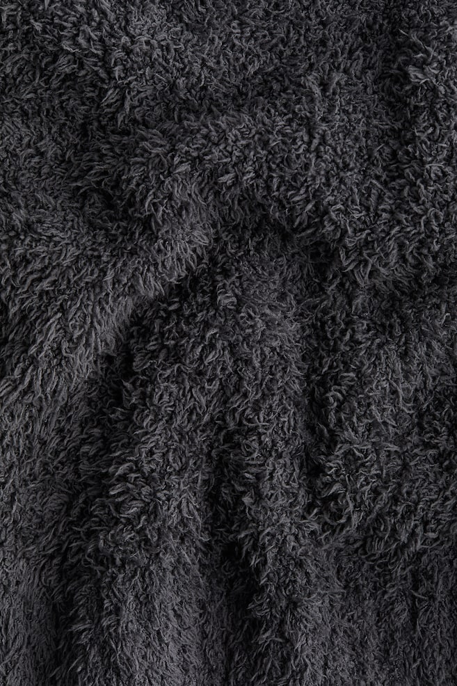 Fluffy-knit Loungewear Top-Dark gray - 2