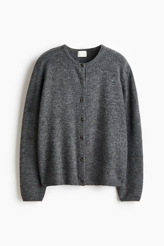 Loose-Fit Cardigan - Dark gray melange/Taupe melange/Beige melange - 1