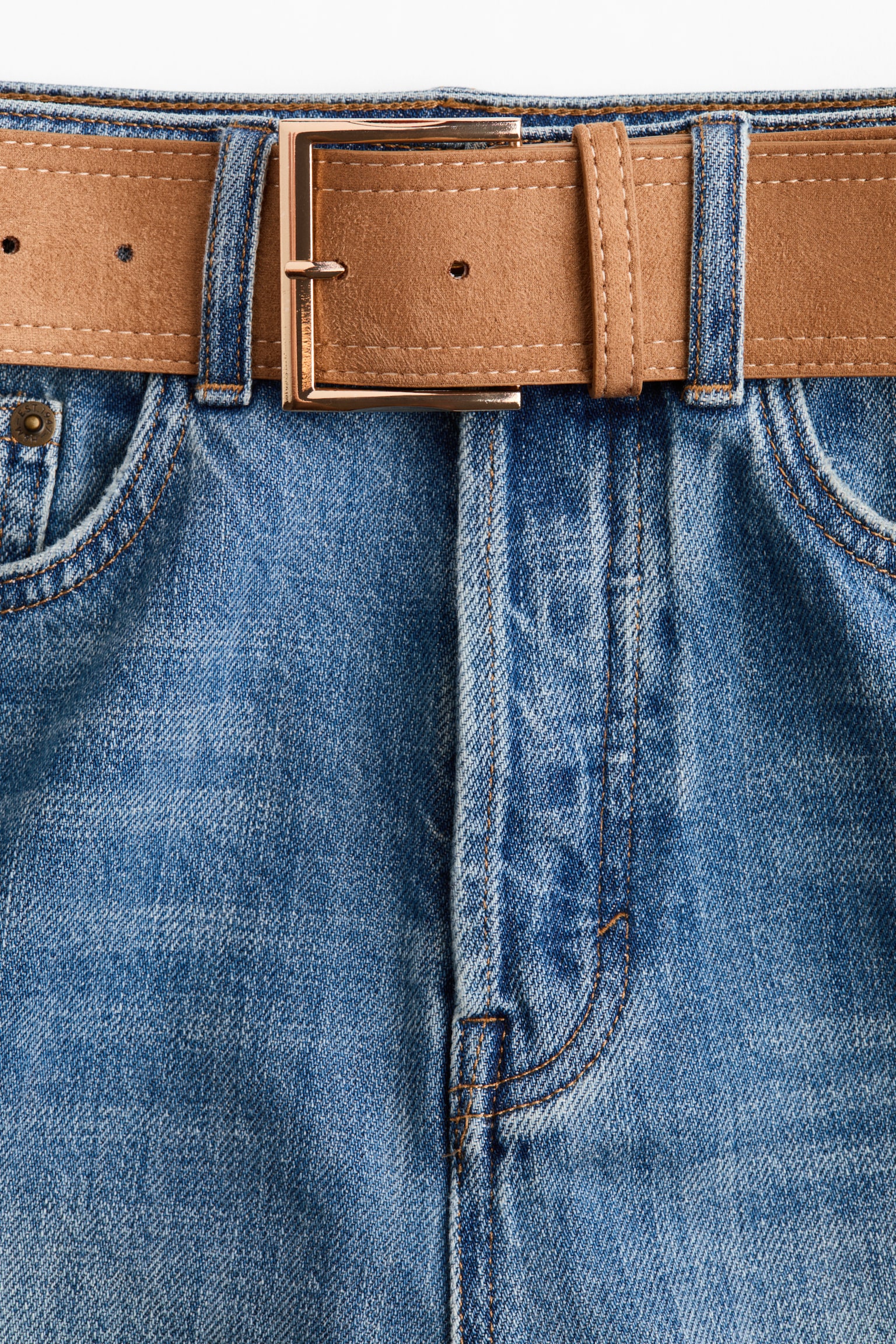 Belted denim Bermuda shorts - Denim blue - 3