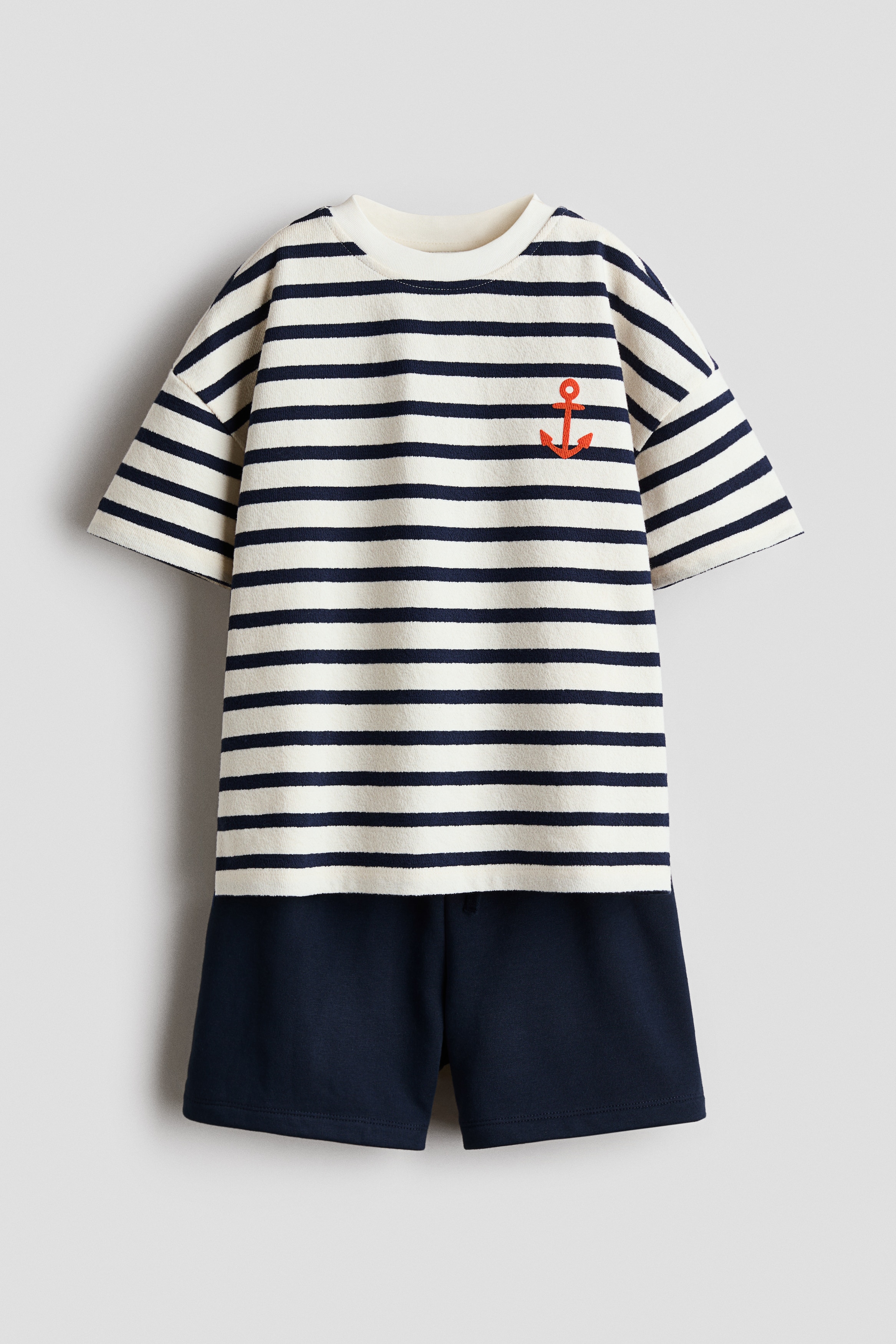 Set 2 pezzi in cotone - Blu navy/ancora