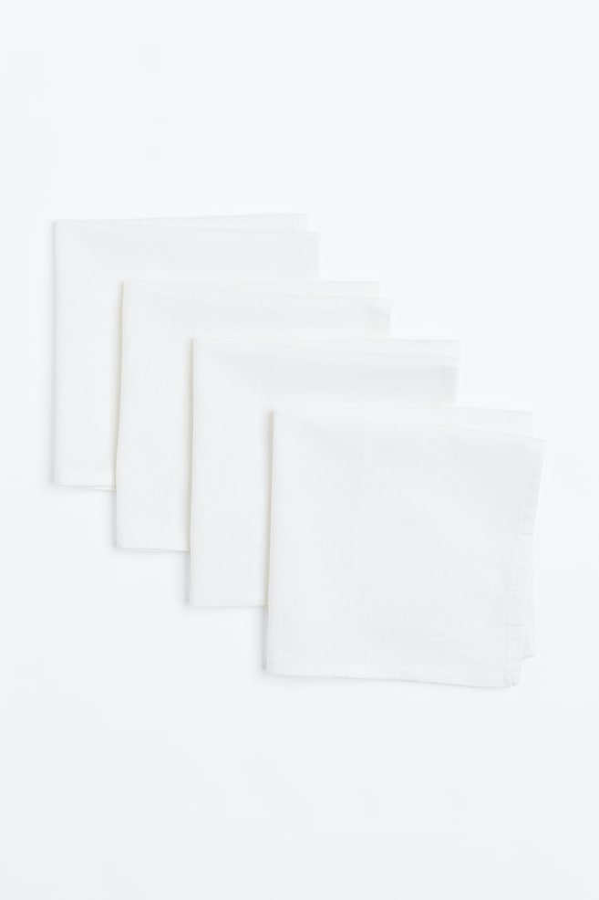 Lot de 4 serviettes de table en coton - Blanc/Gris anthracite - 3