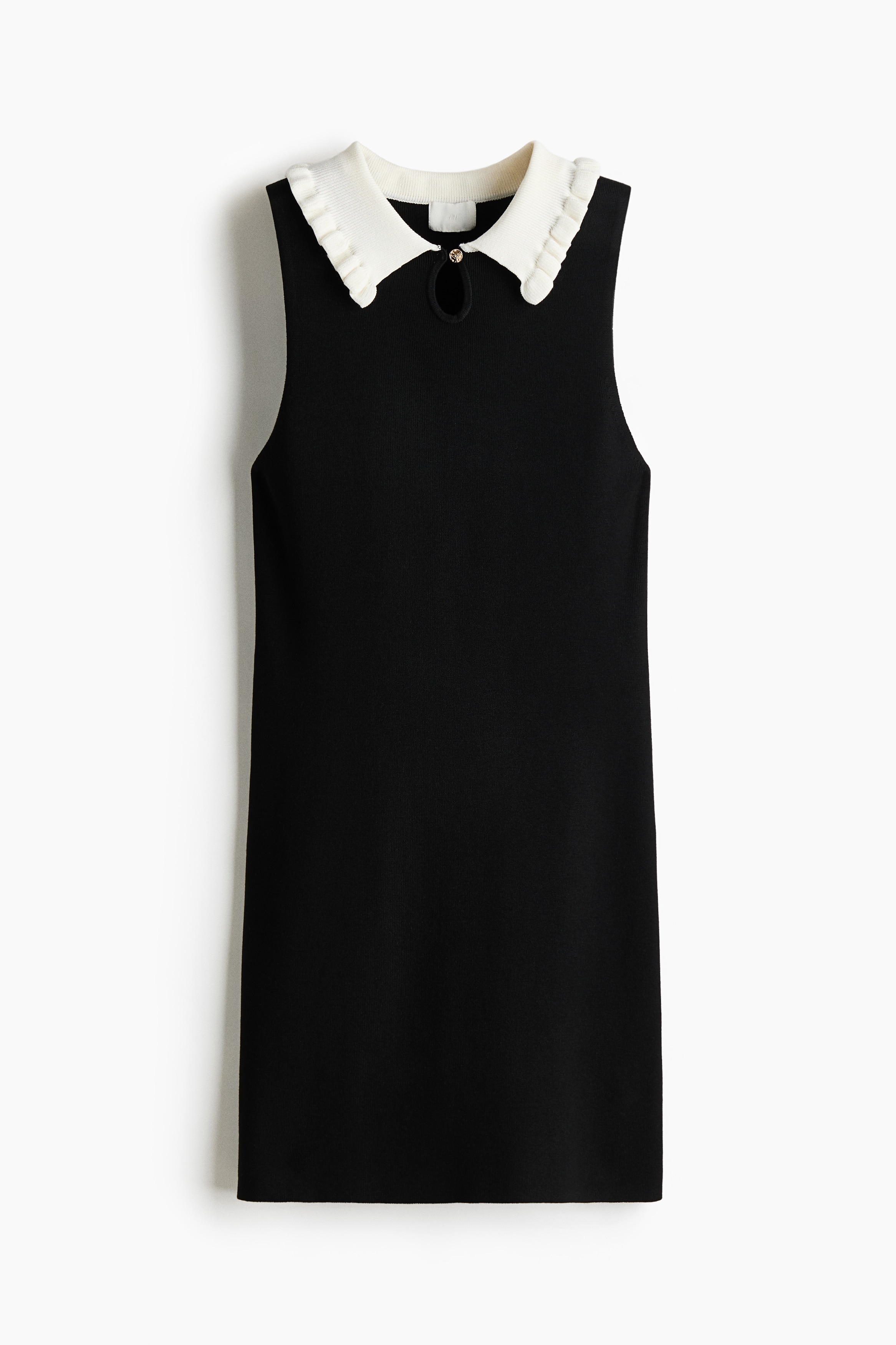 有領洋裝 - 黑色/白色