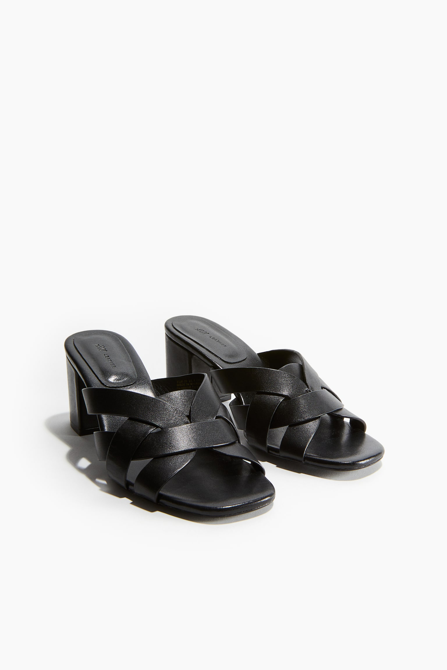 Heeled Leather Sandals - Black - 3