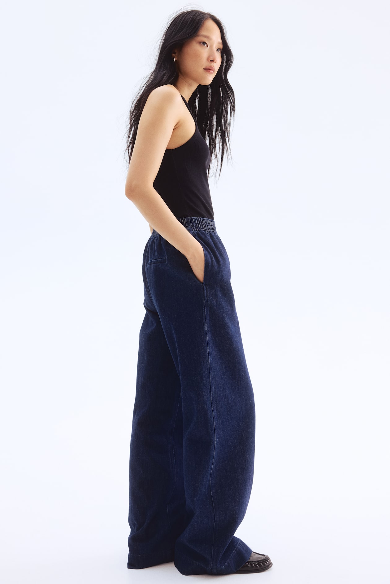 Pull-on denim trousers - image 3