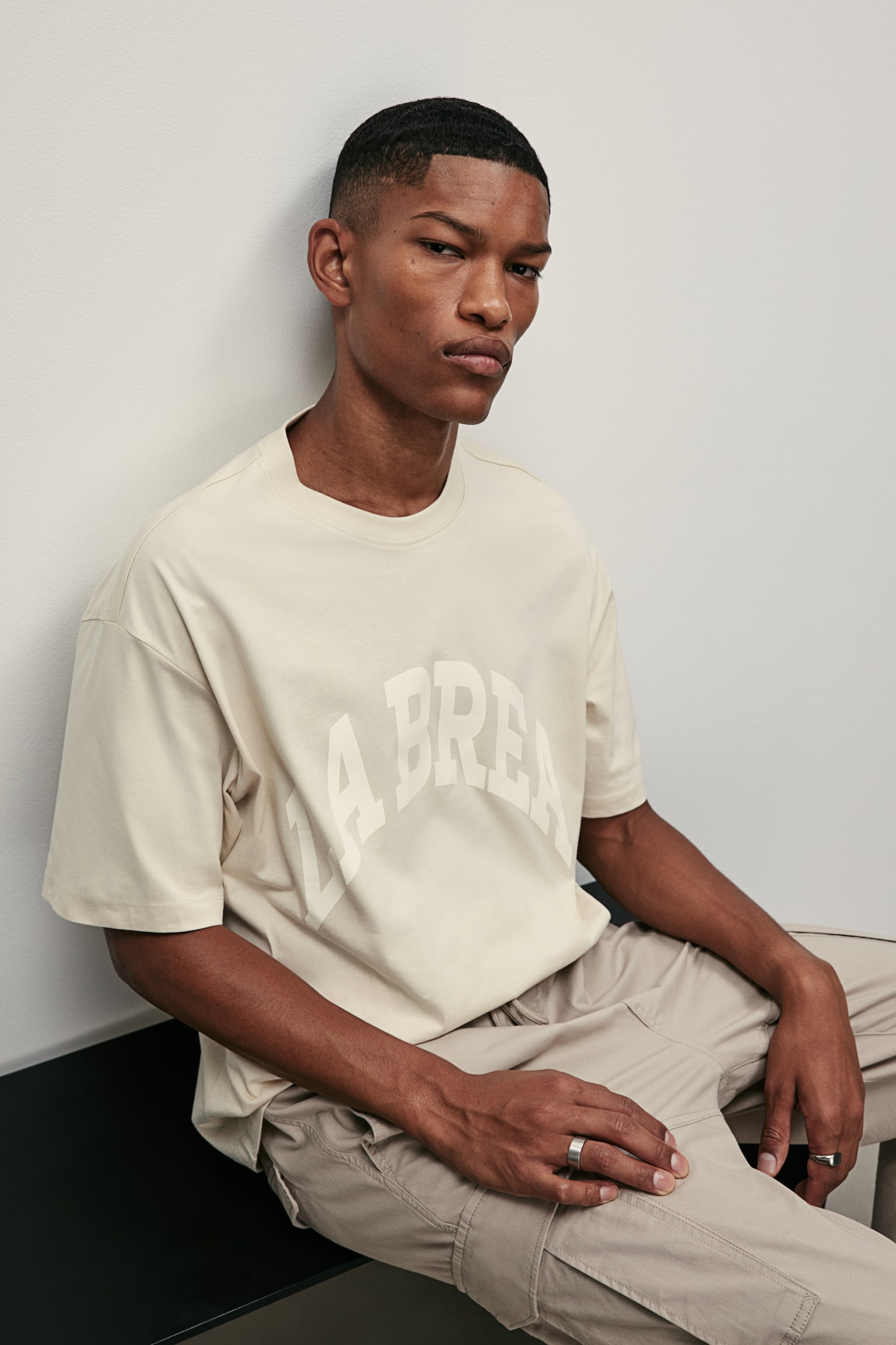 Loose Fit Print Tee - Beige/La Brea/Brick red/Black/LA/White/Los Angeles/White/Fairfax/White/Los Angeles/White/La Brea - 1