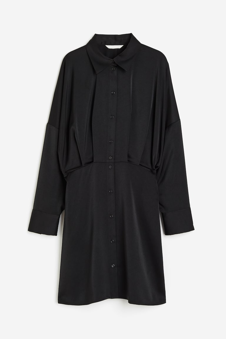 h&m satin shirt dress Women's Dark green Satin shirt dress