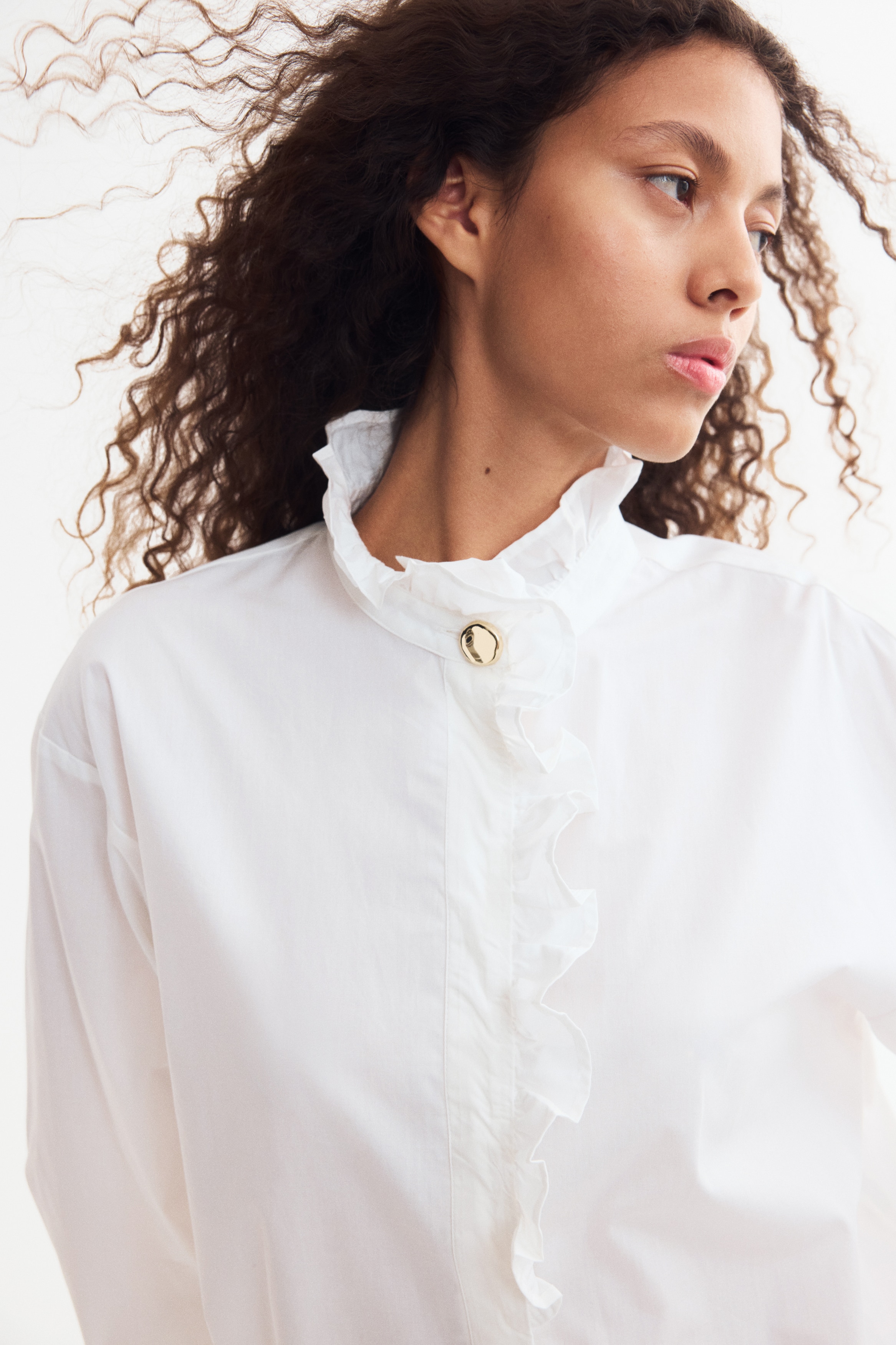 Ruffle-Trimmed Cotton Blouse thumbnail 2