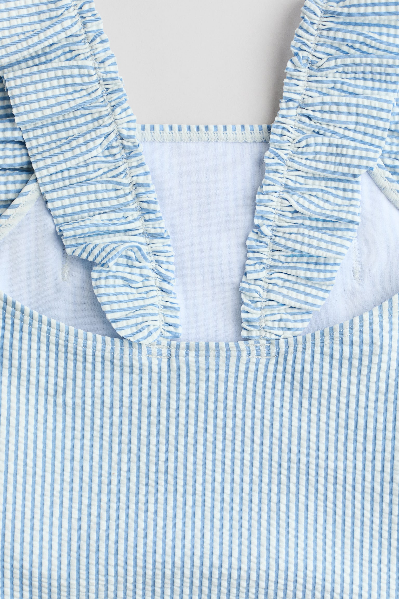 Frill-trimmed swimsuit - Light blue/Striped/Pink/Striped - 2