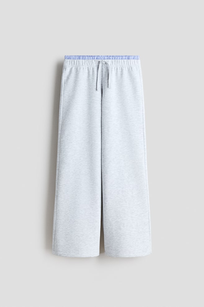 Pantalon jogger à double ceinture - Gris clair chiné/bleu - 1