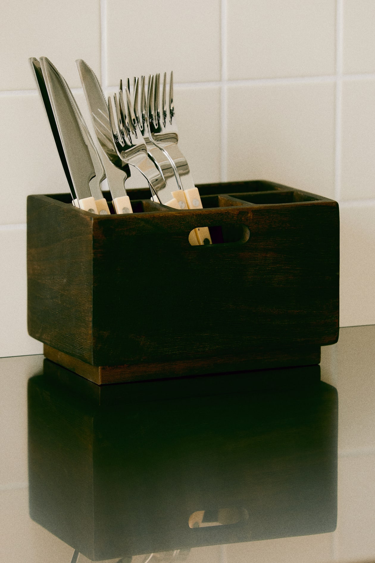 Porte-couverts en bois de manguier - Marron - Home All | H&M FR