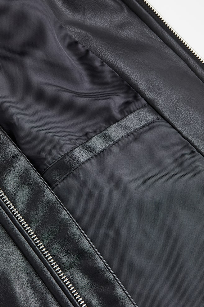 Imitation leather jacket - Black - 5