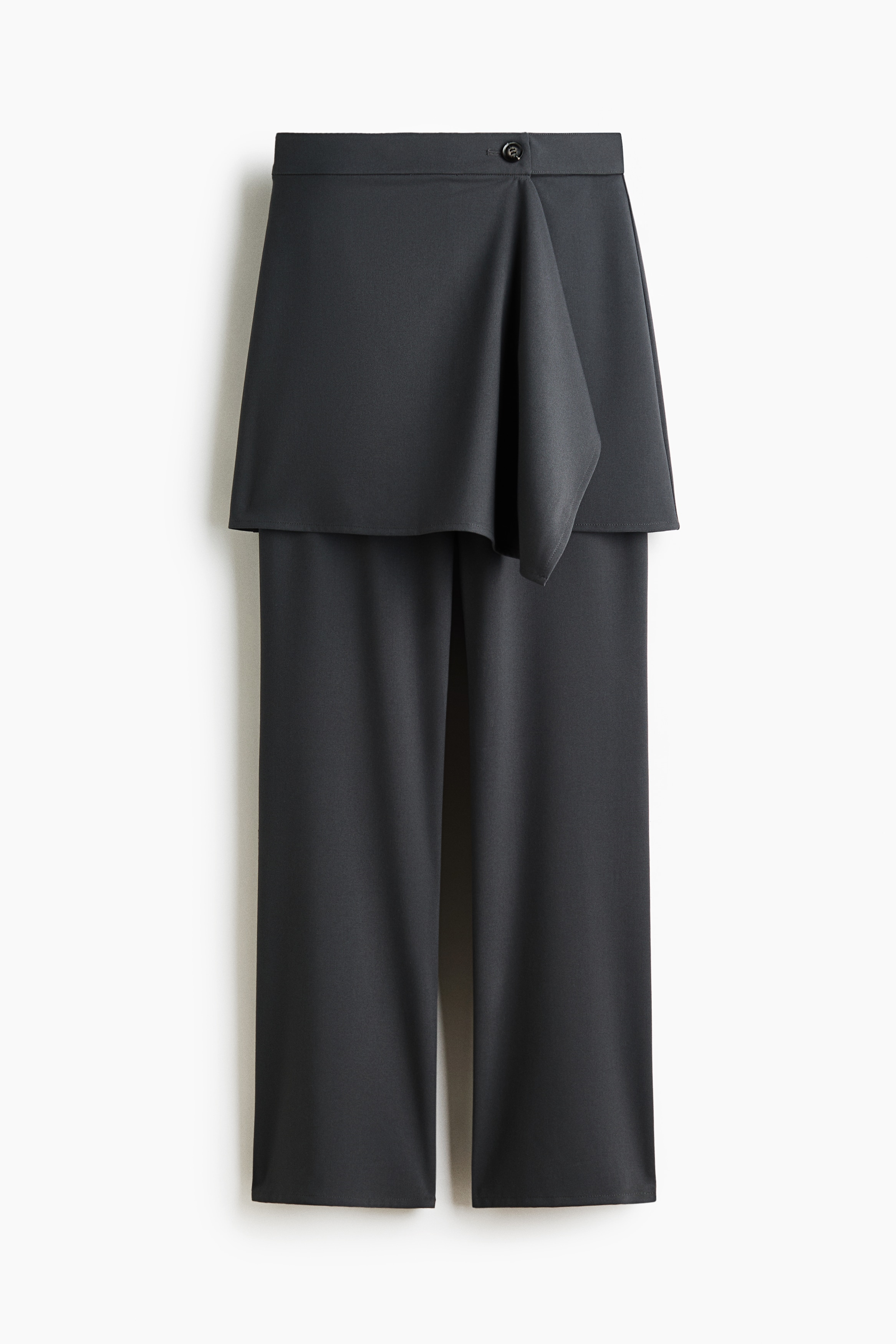 스커트 레이어드 팬츠 - 다크 그레이/블랙