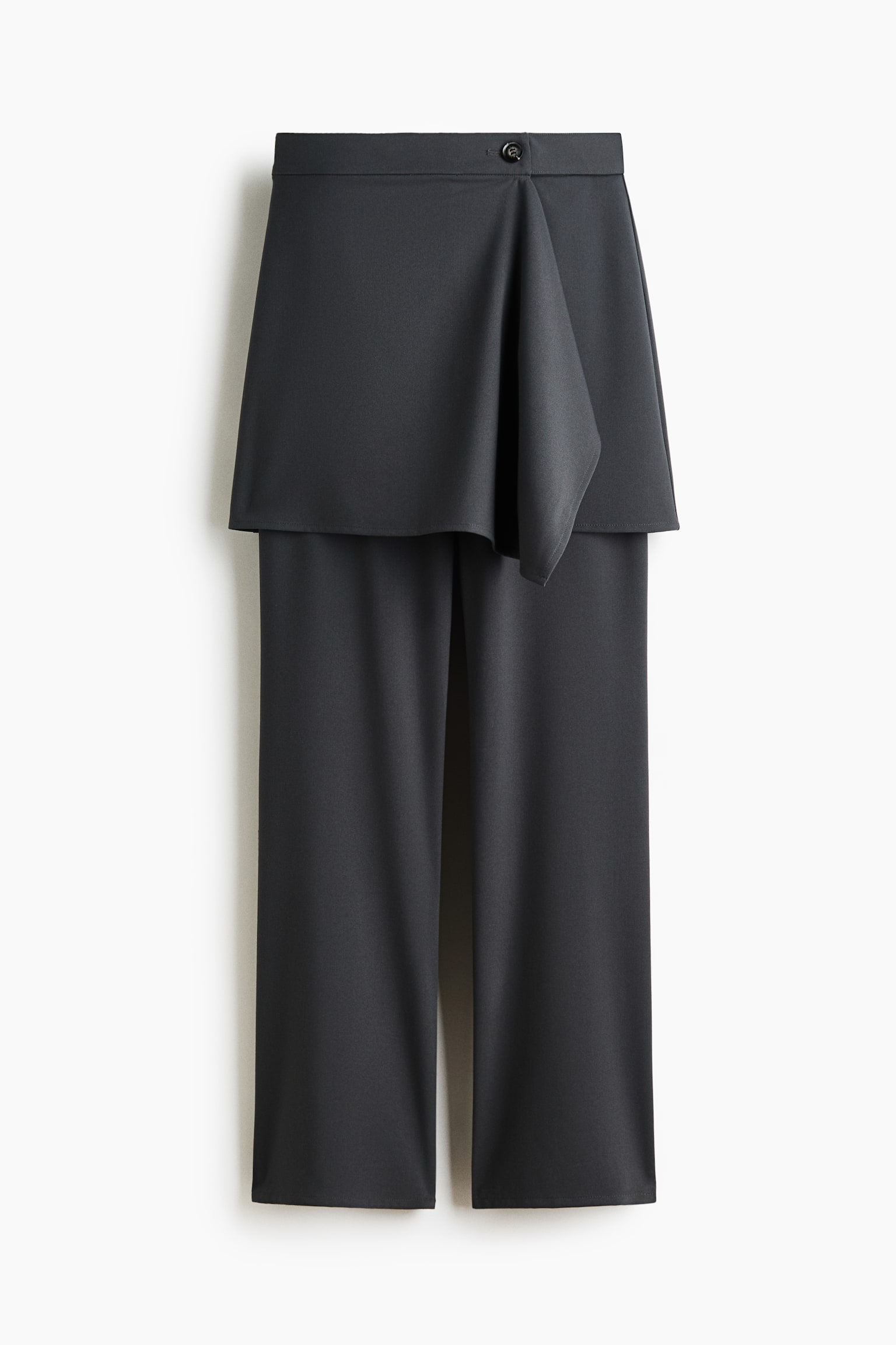 스커트 레이어드 팬츠 - 다크 그레이/블랙 - 1