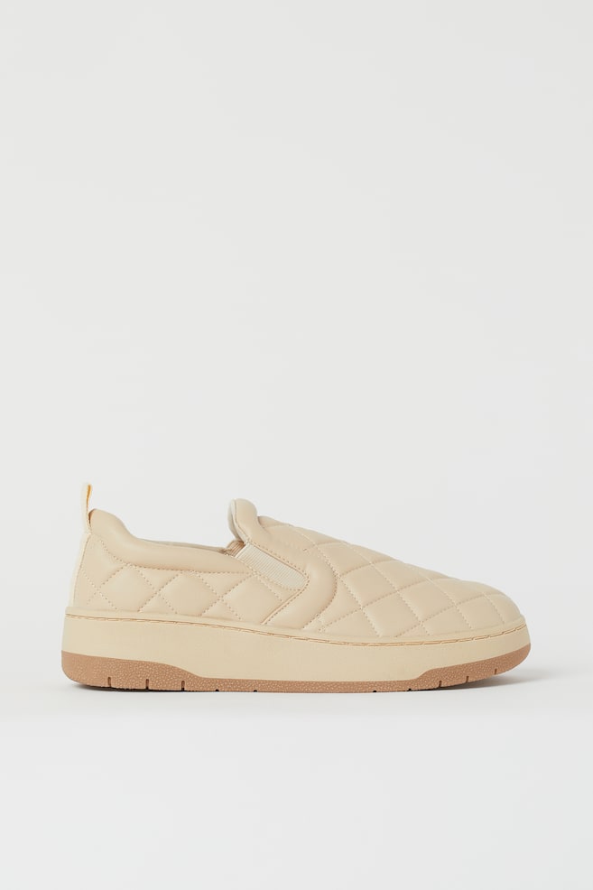 Quilted slip-on trainers - Light beige - 4