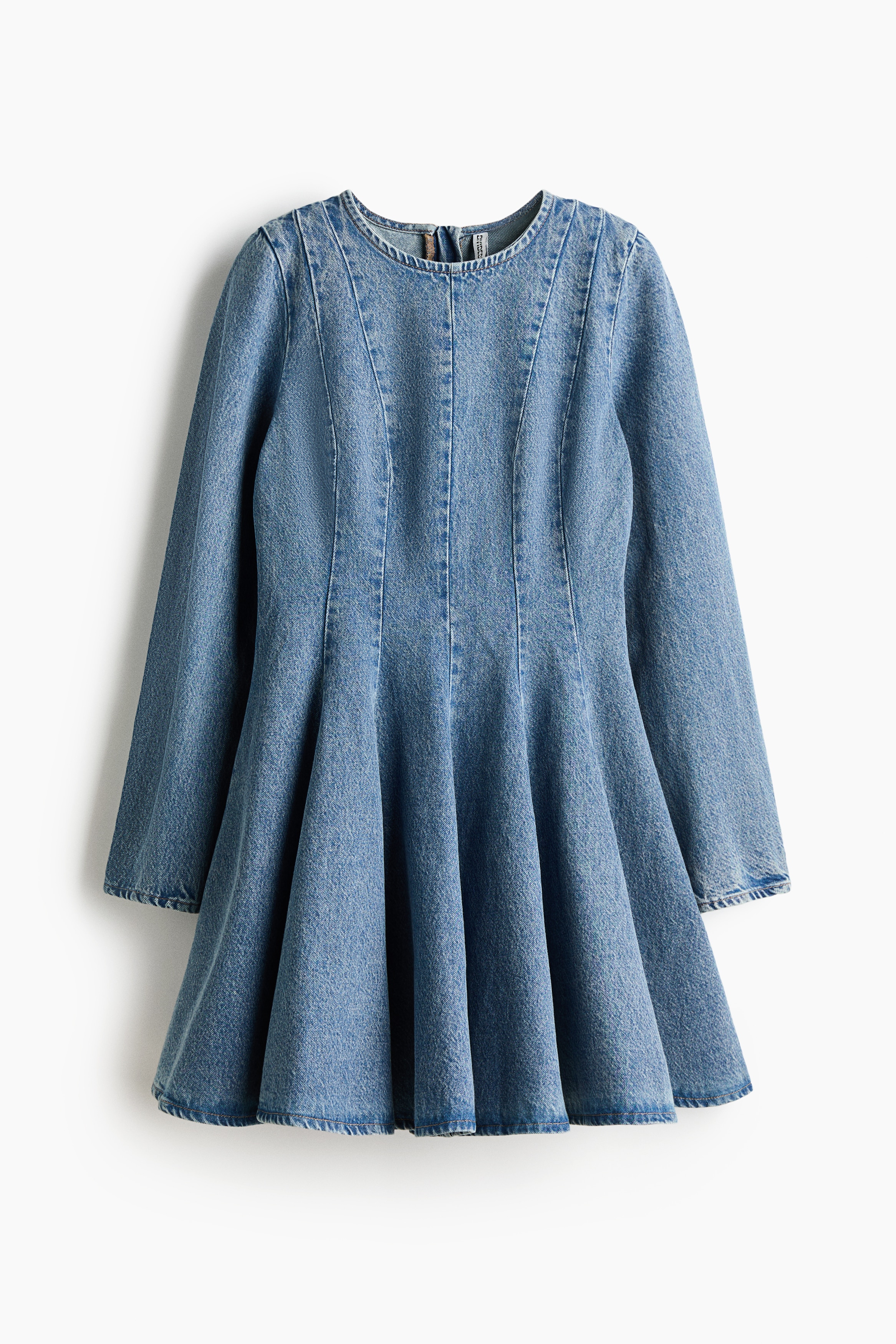 Flared-skirt denim dress - Denim blue/Denim black
