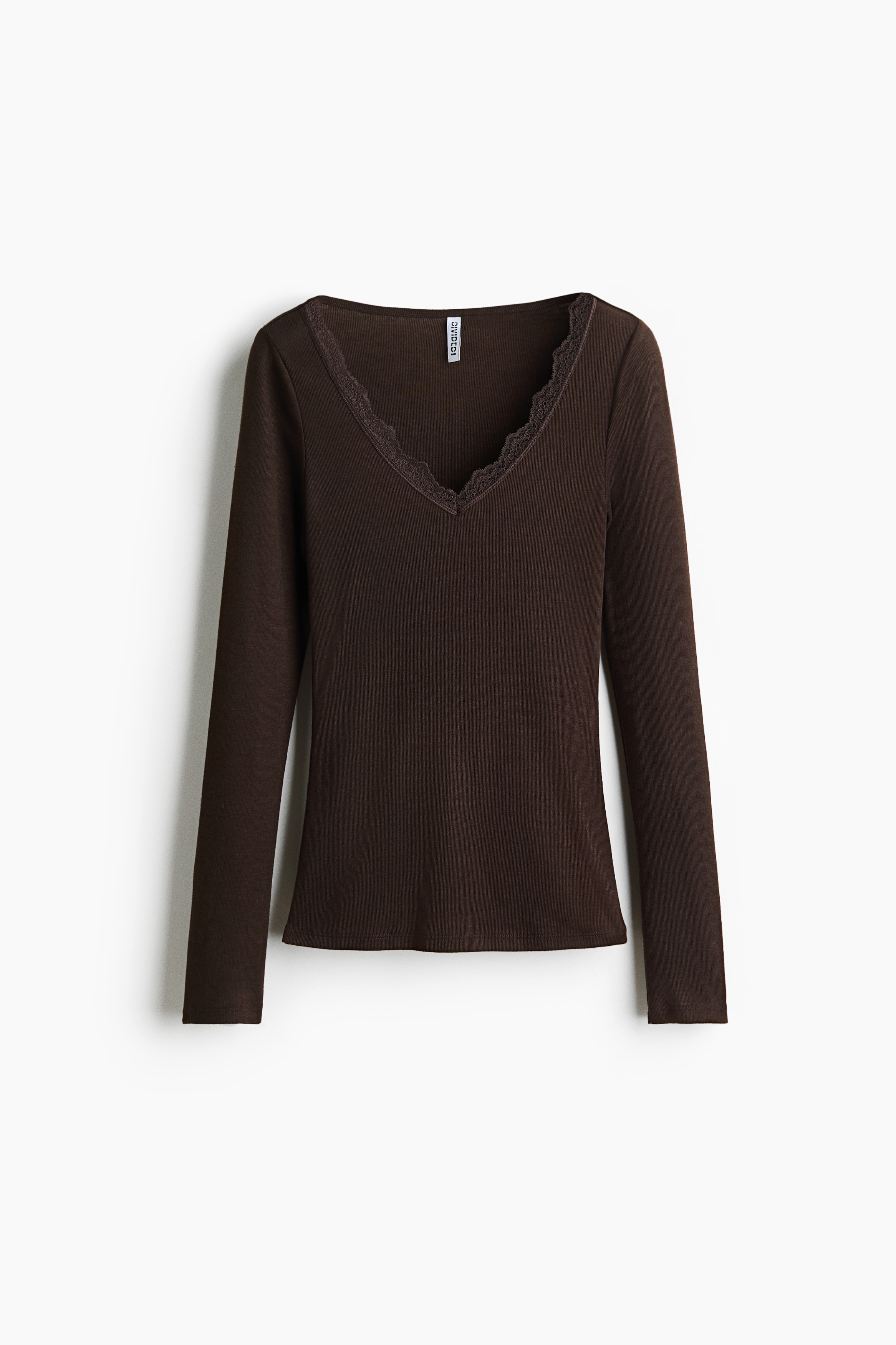 Camisola com decote em V com rendaModelo