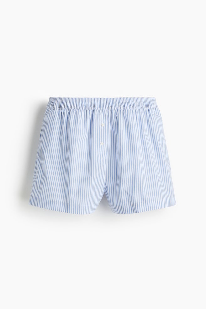 Poplin shorts - White/Light blue striped/White/Pinstriped/Light blue - 1