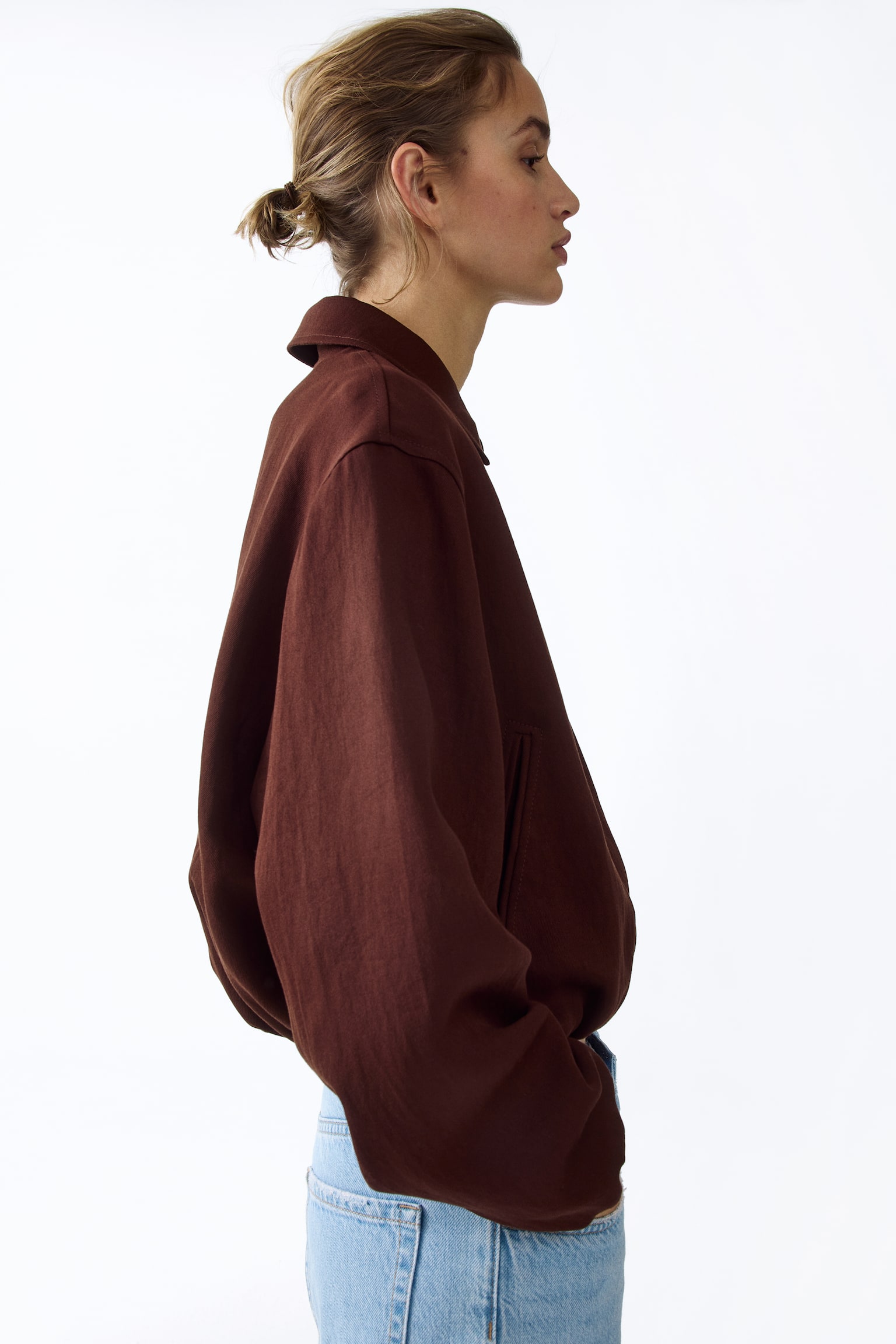 Oversized bubble-hem jacket - Dark rust brown/Beige/Leopard print/Khaki green - 3
