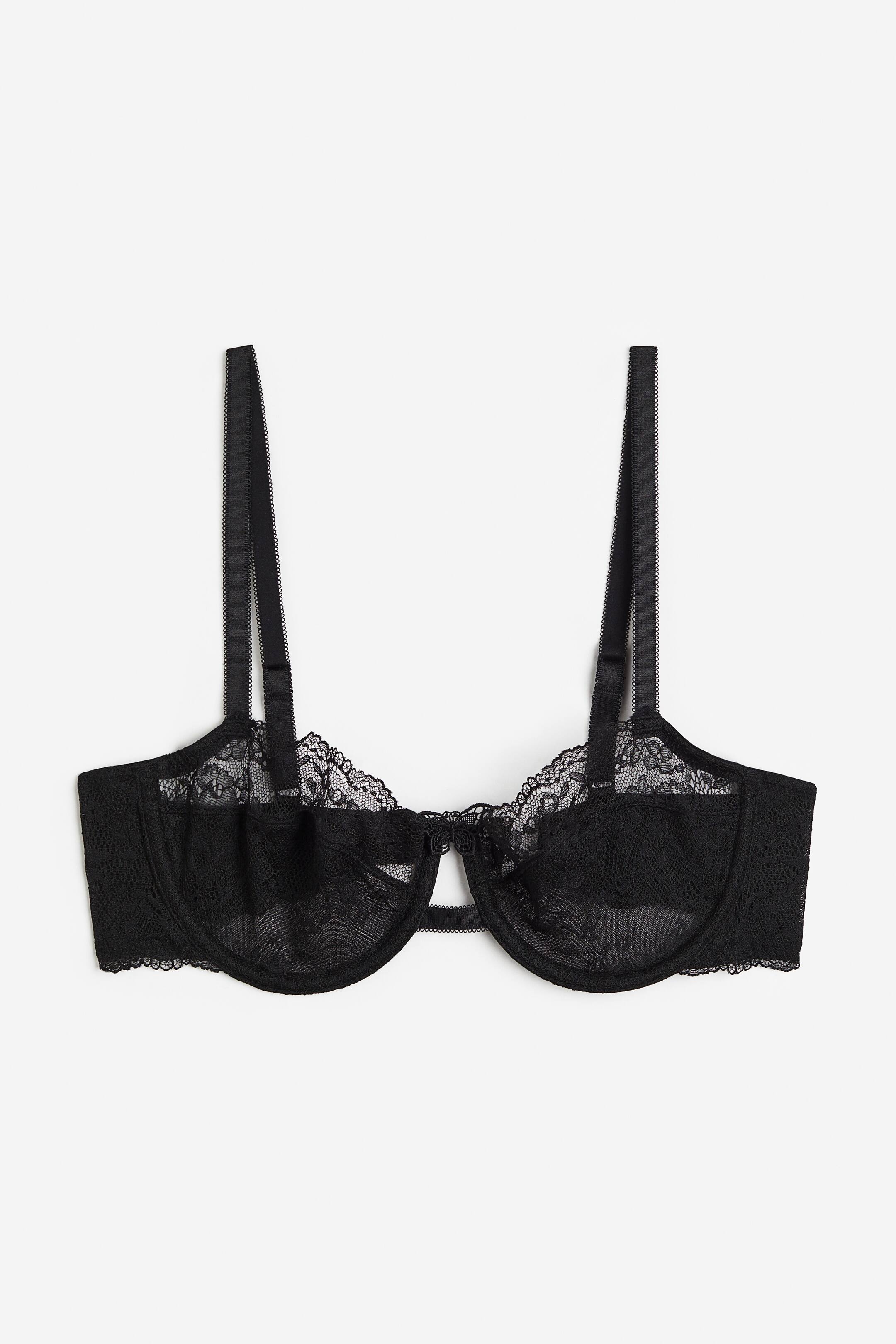 查看大圖: 蕾絲無墊鋼圈胸罩 - 黑色 - Ladies | H&M HK 1