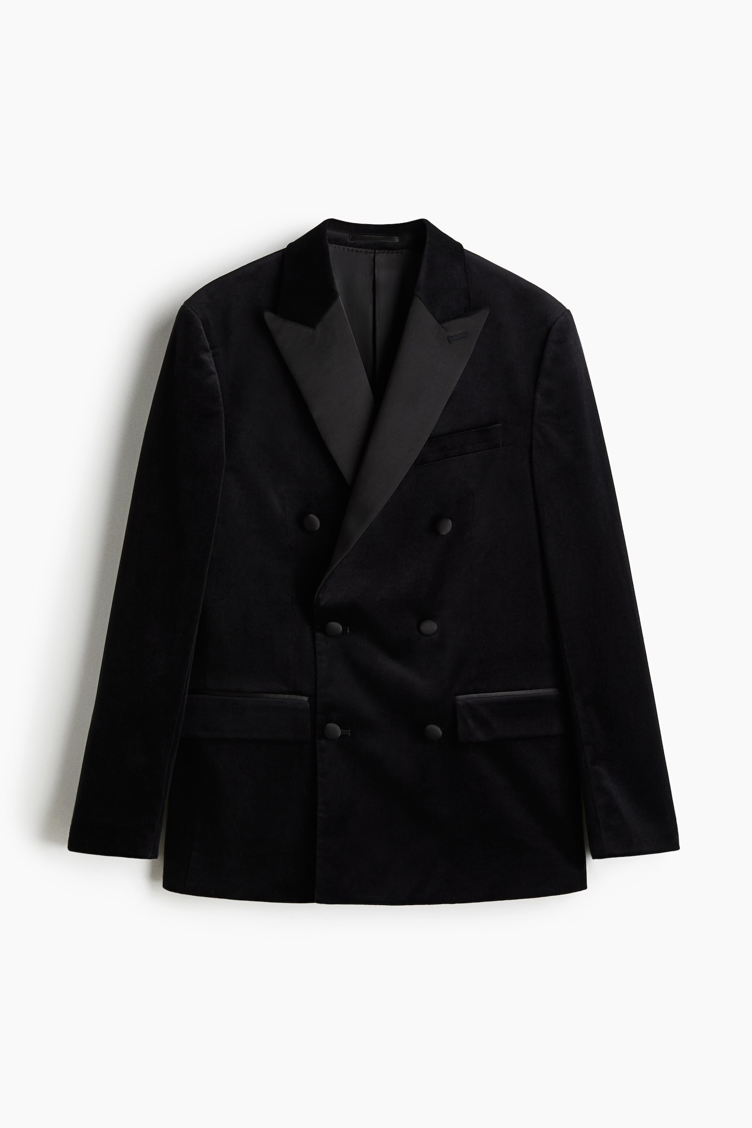 Мужская куртка H&M Regular-Fit Double-Breasted Velvet, цвет: Чёрный