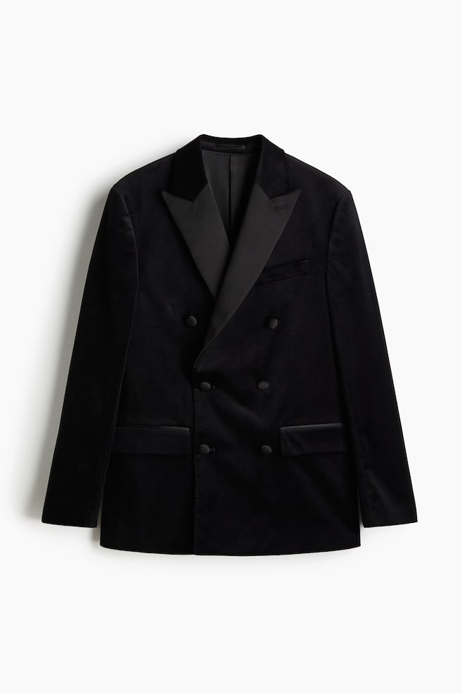 Americana cruzada de terciopelo Regular Fit - Negro - 1