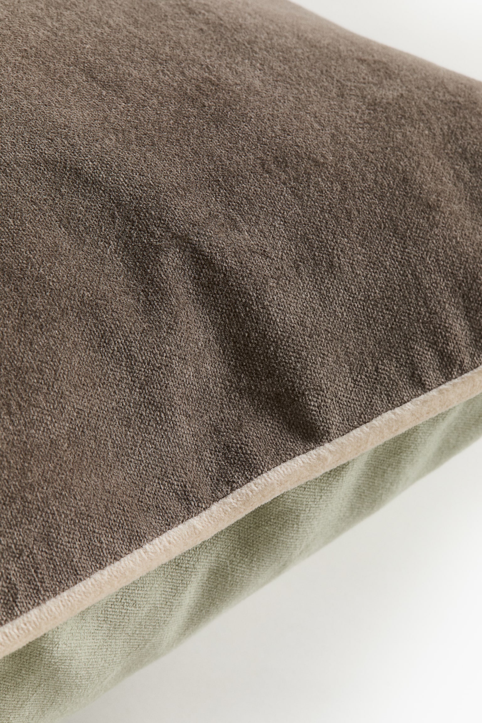 Piping-detail velvet cushion cover - Light green/Greige/Light beige/Brown/Old rose/Light dusty pink - 4