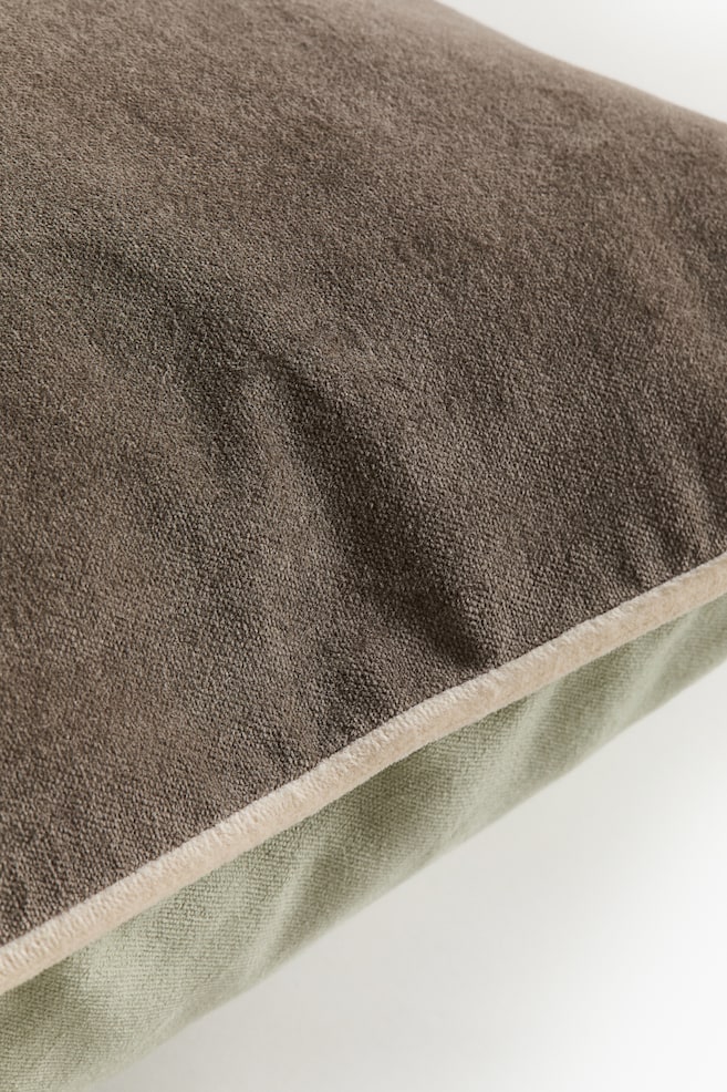 Fluwelen kussenhoes met biesje - Lichtgroen/taupe/Oudroze/dusty lichtroze - 4