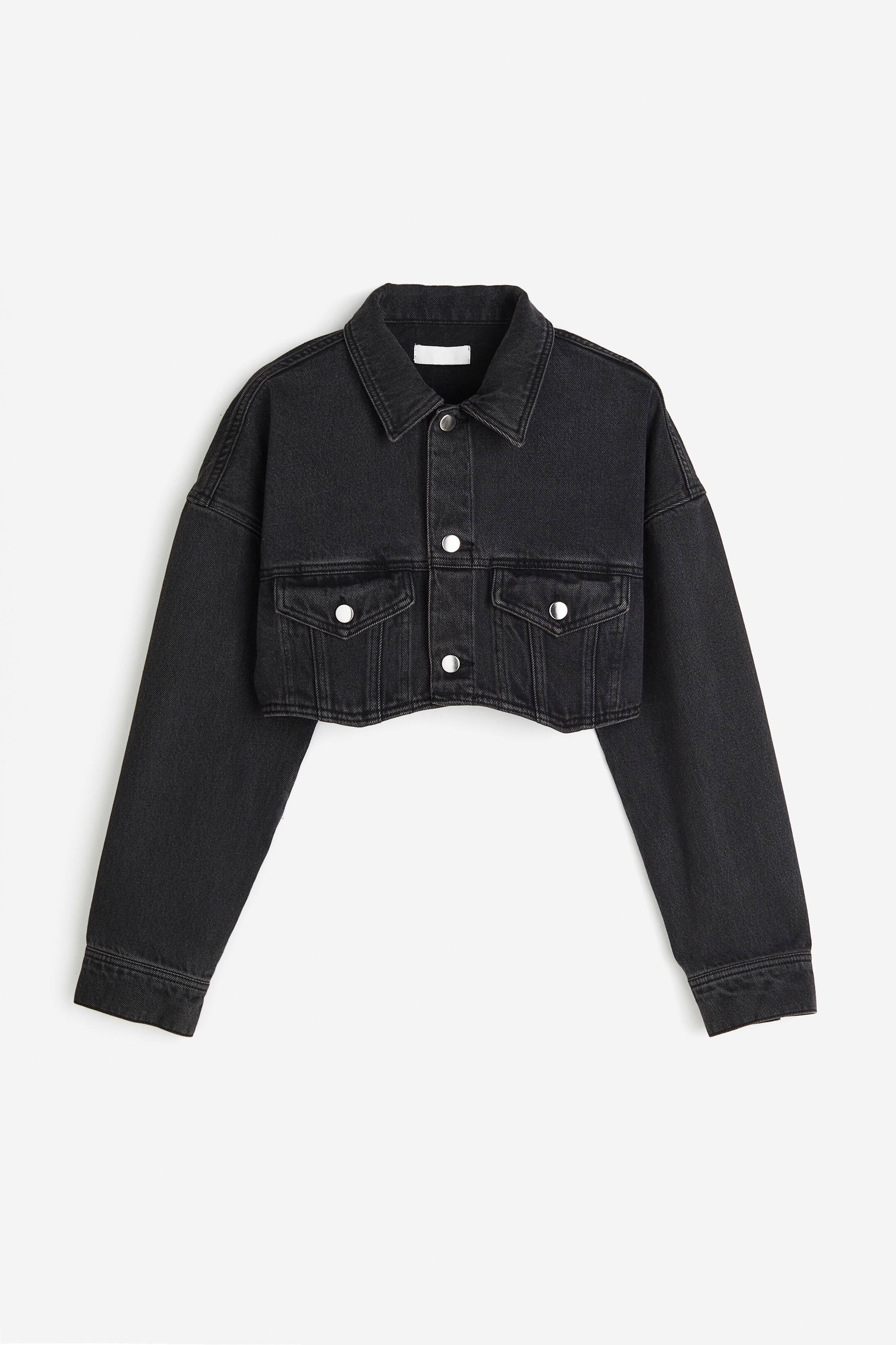 クロップドデニムジャケット - ダークグレー - レディース | H&M JP