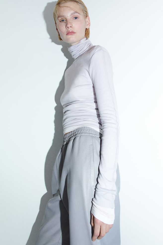 Leather joggers - Light grey - 6