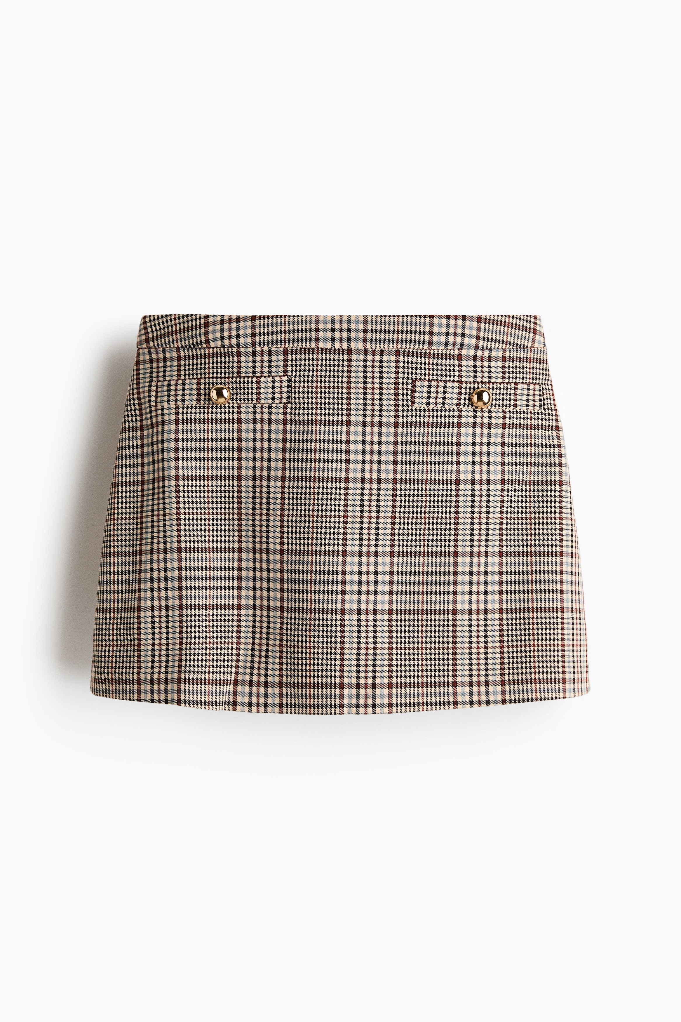 Skort - Lys beige/Rutet/Marineblå