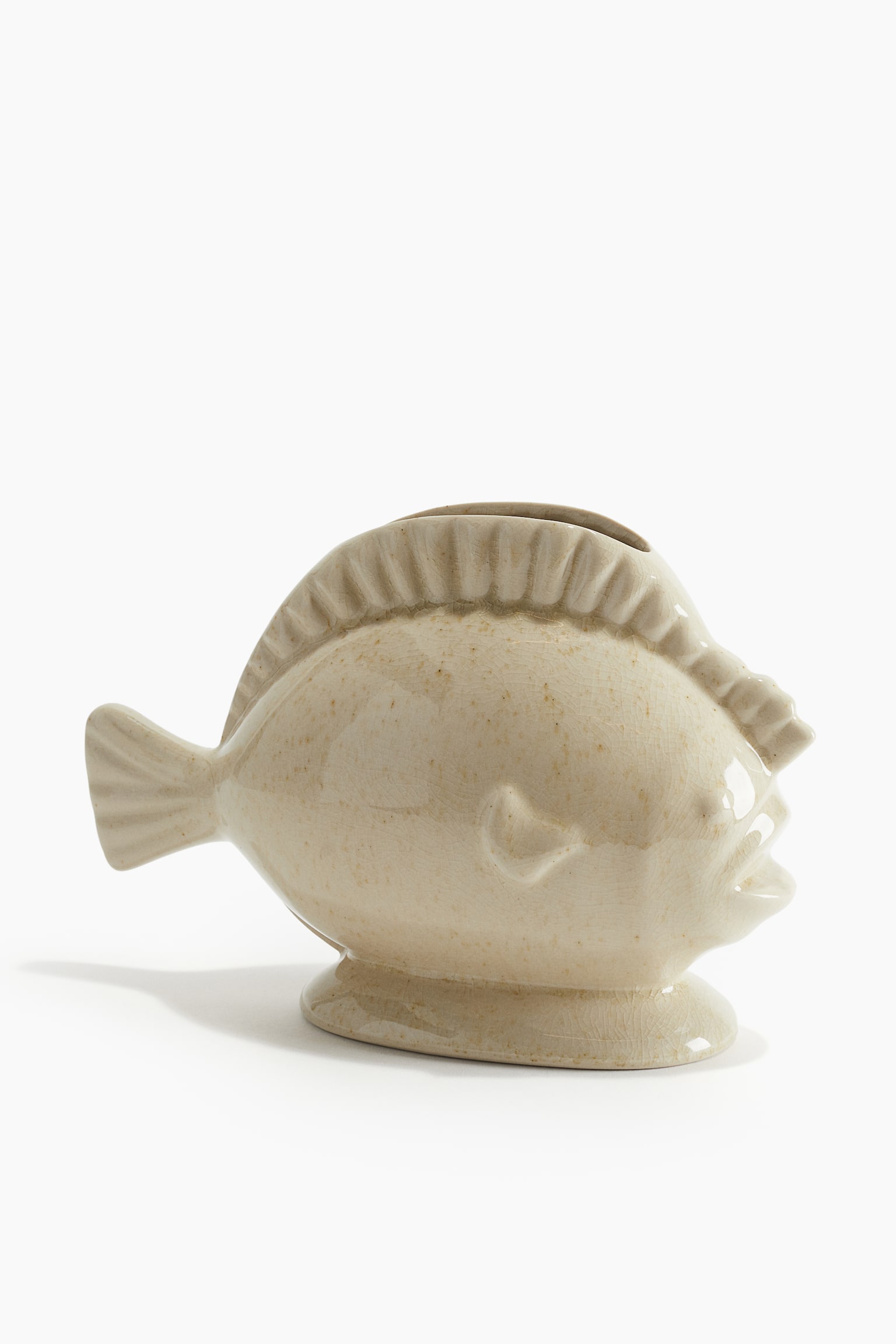 Fish-shaped stoneware vase - Light beige - 1