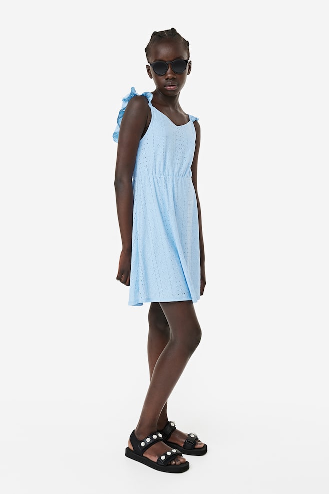 Kleid mit Volants - Hellblau/Schwarz/Weiß - 2